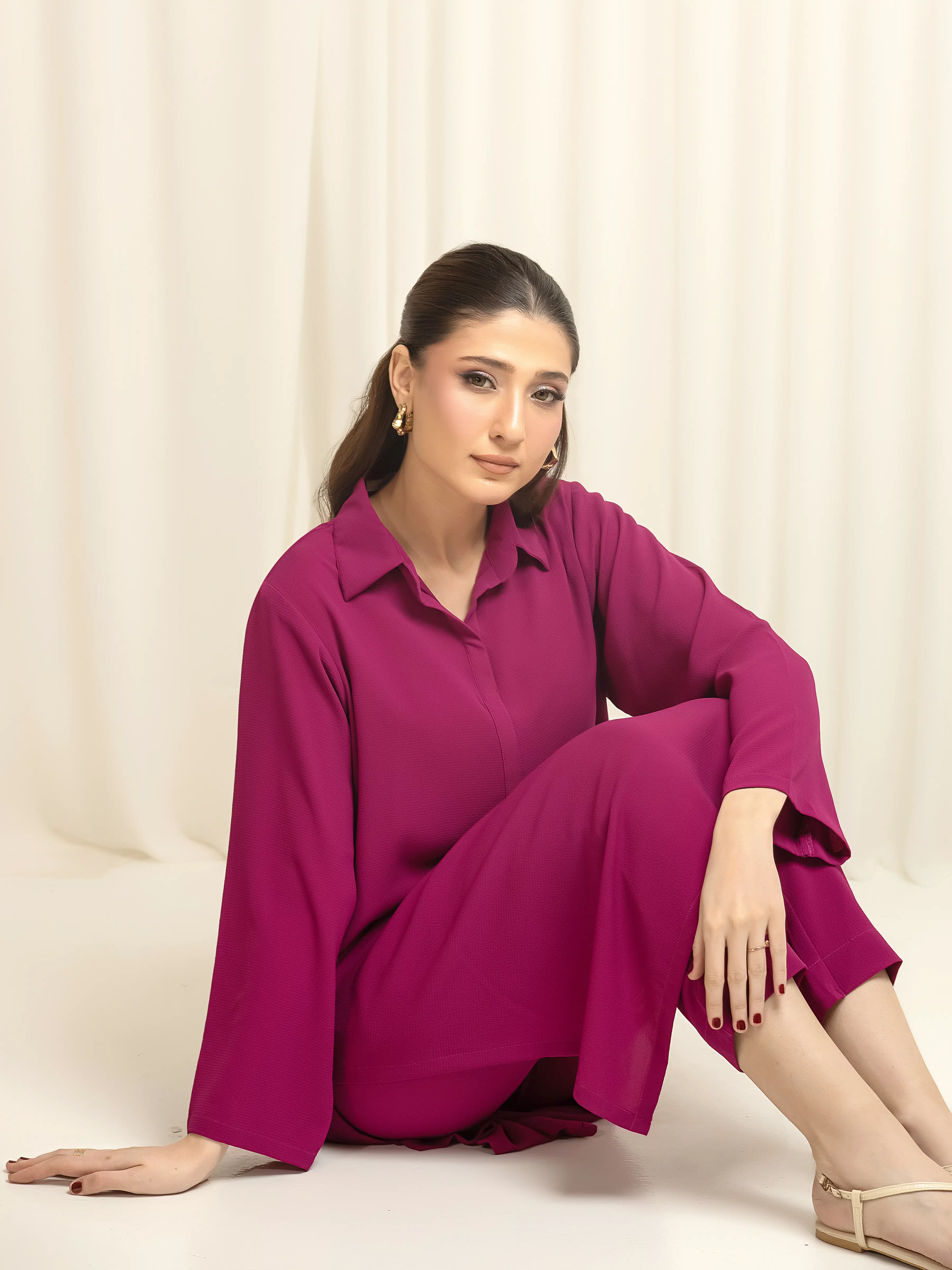 Pret Solid Crepe Chiffon Co-Ord Set - EWTKS6-86107ST - Image 3