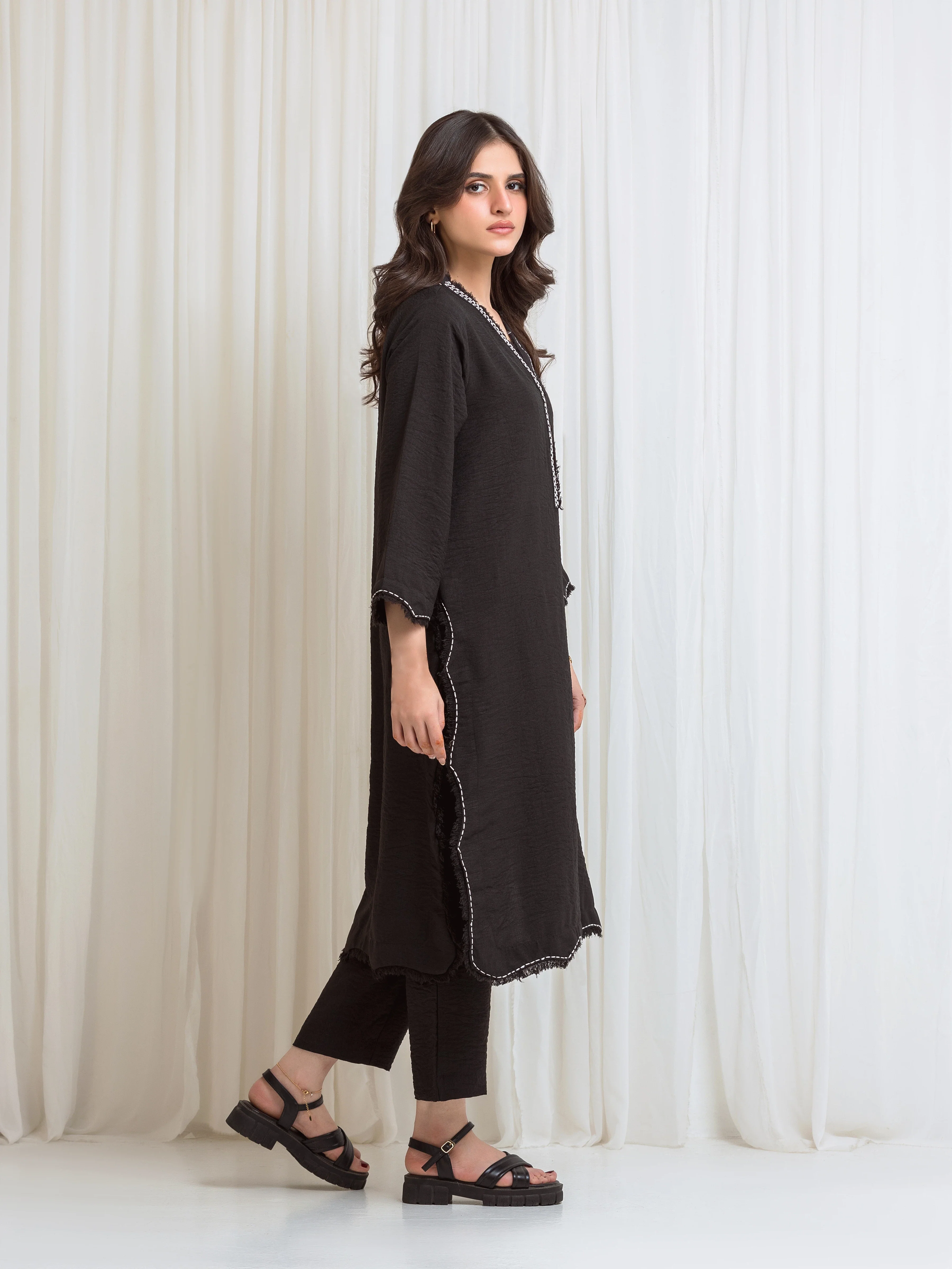 Pret Solid Georgette Shirt Trouser - EWTKS6-86163ST - Image 5