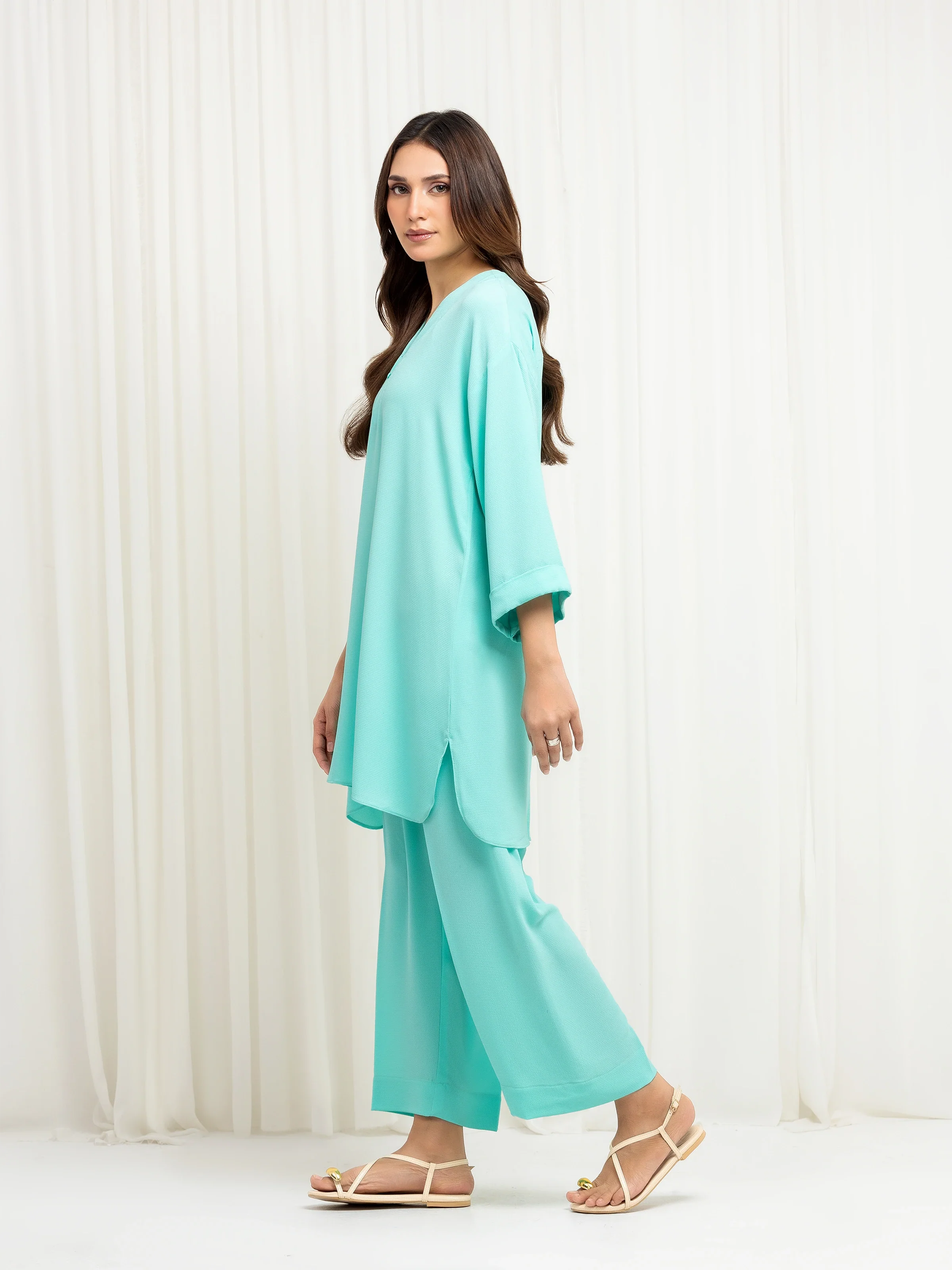 Pret Solid Crepe Chiffon Co-Ord Set - EWTKS6-86103ST - Image 5