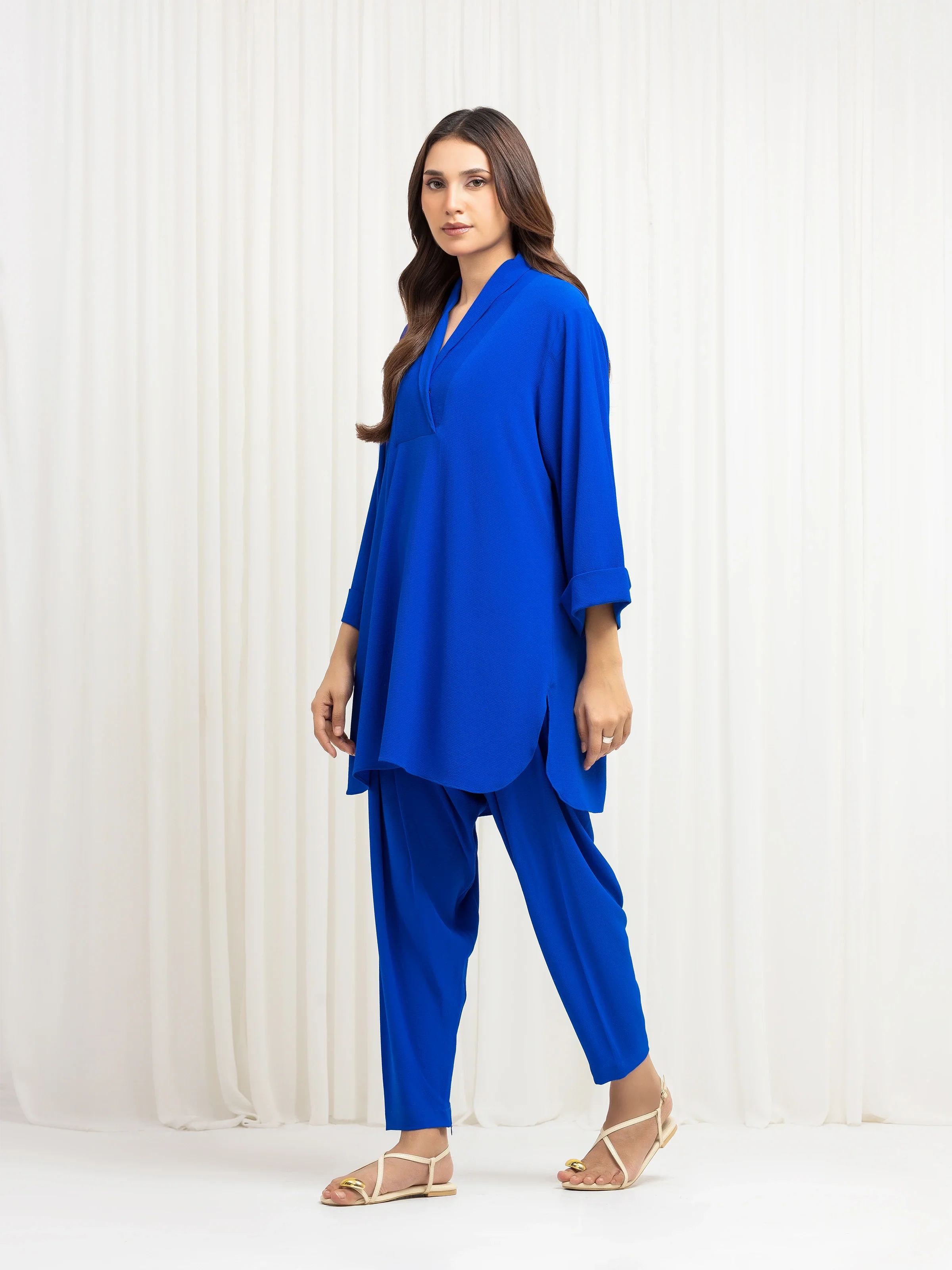 Pret Solid Crep Chiffon Co-Ord Set - EWTKS6-86108ST - Image 4