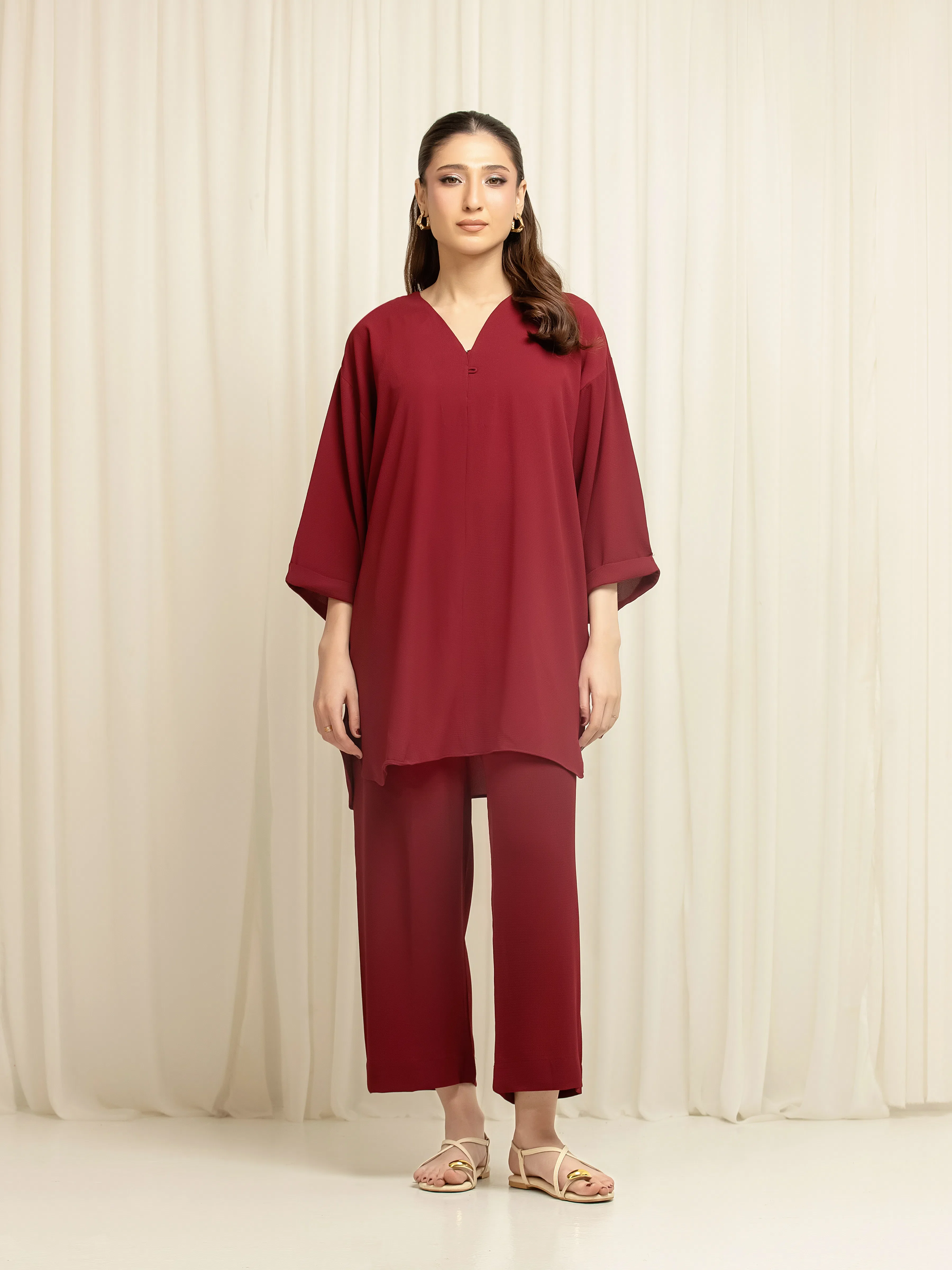 Pret Solid Crepe Chiffon Co-Ord Set - EWTKS6-86109ST
