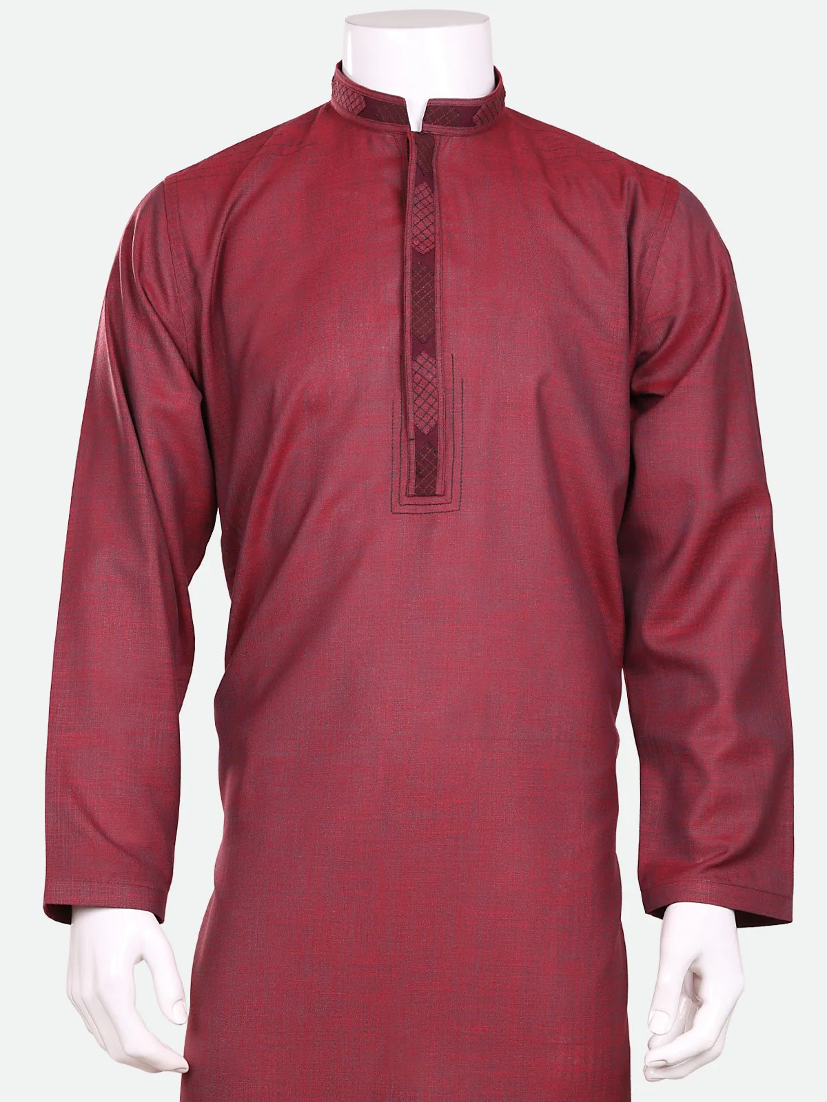 Men's Maroon Shalwar Kameez - 40292-W Men's Shalwar Suit