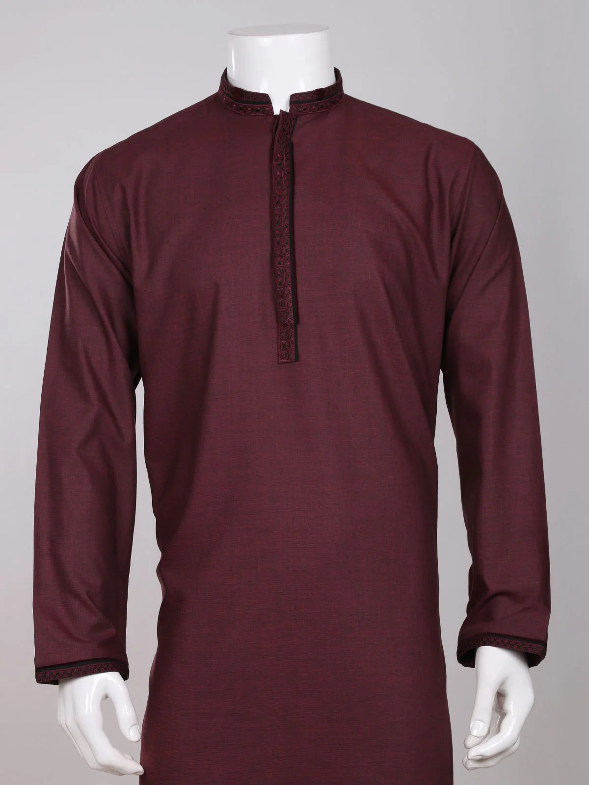 Men's Burgundy Shalwar Kameez - 40309-W Men's Shalwar Suit