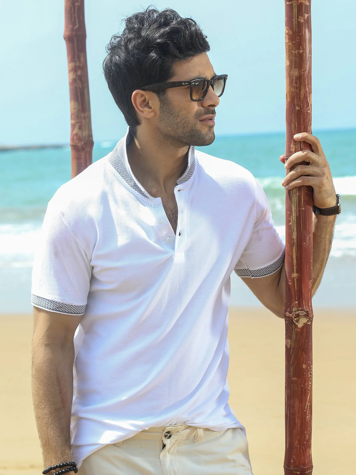 Men's Off White Polo Shirt - EMTPS18-008 - Image 2