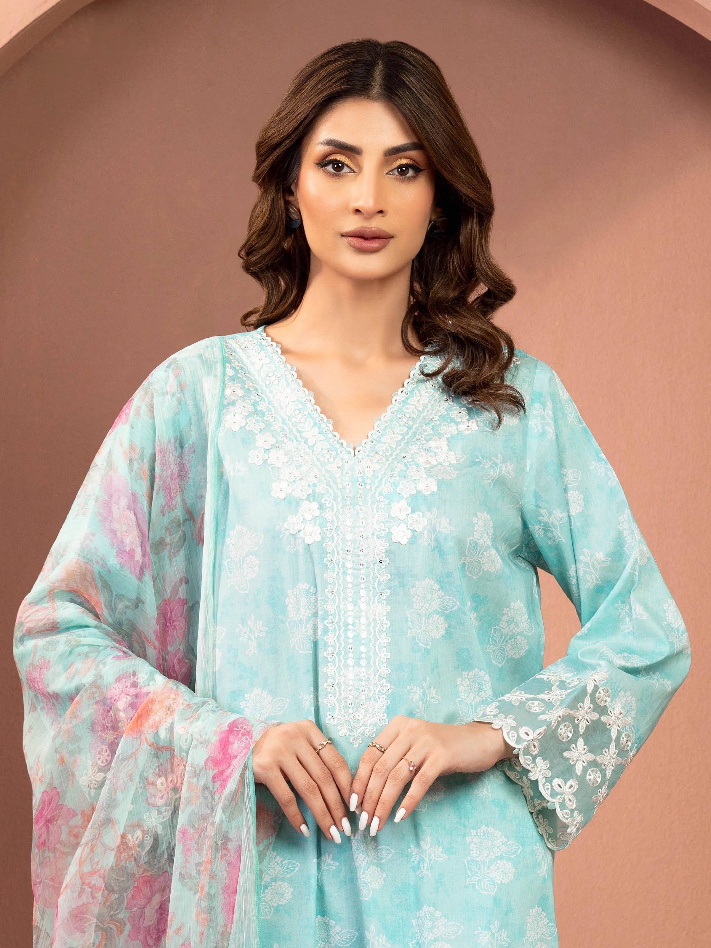 Unstitched Embroidered Lawn Suit - EWU5V1-31459-3P - Image 4