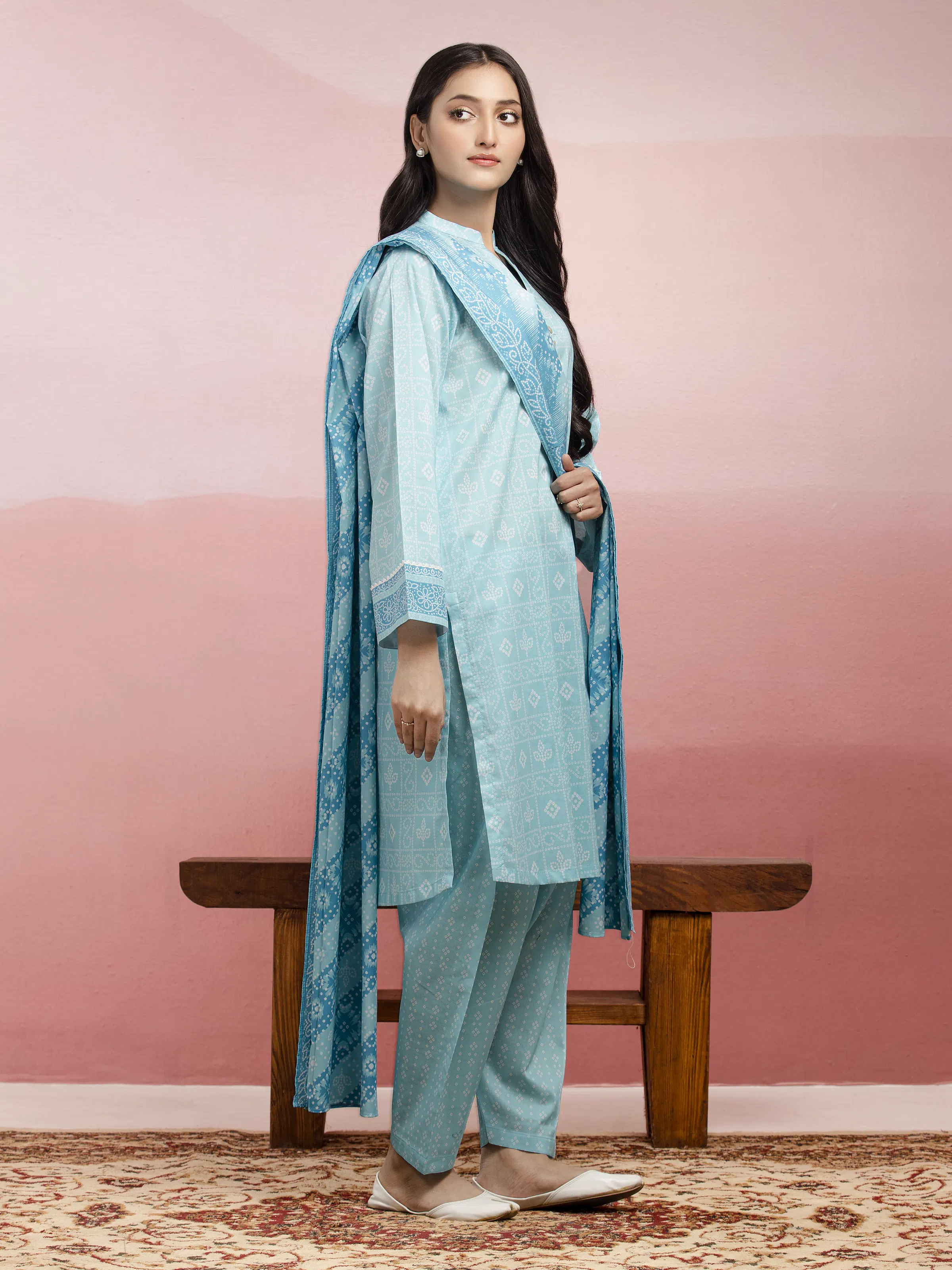 Unstitched Printed Lawn Suit - EWU5A1-35078-3P - Image 3