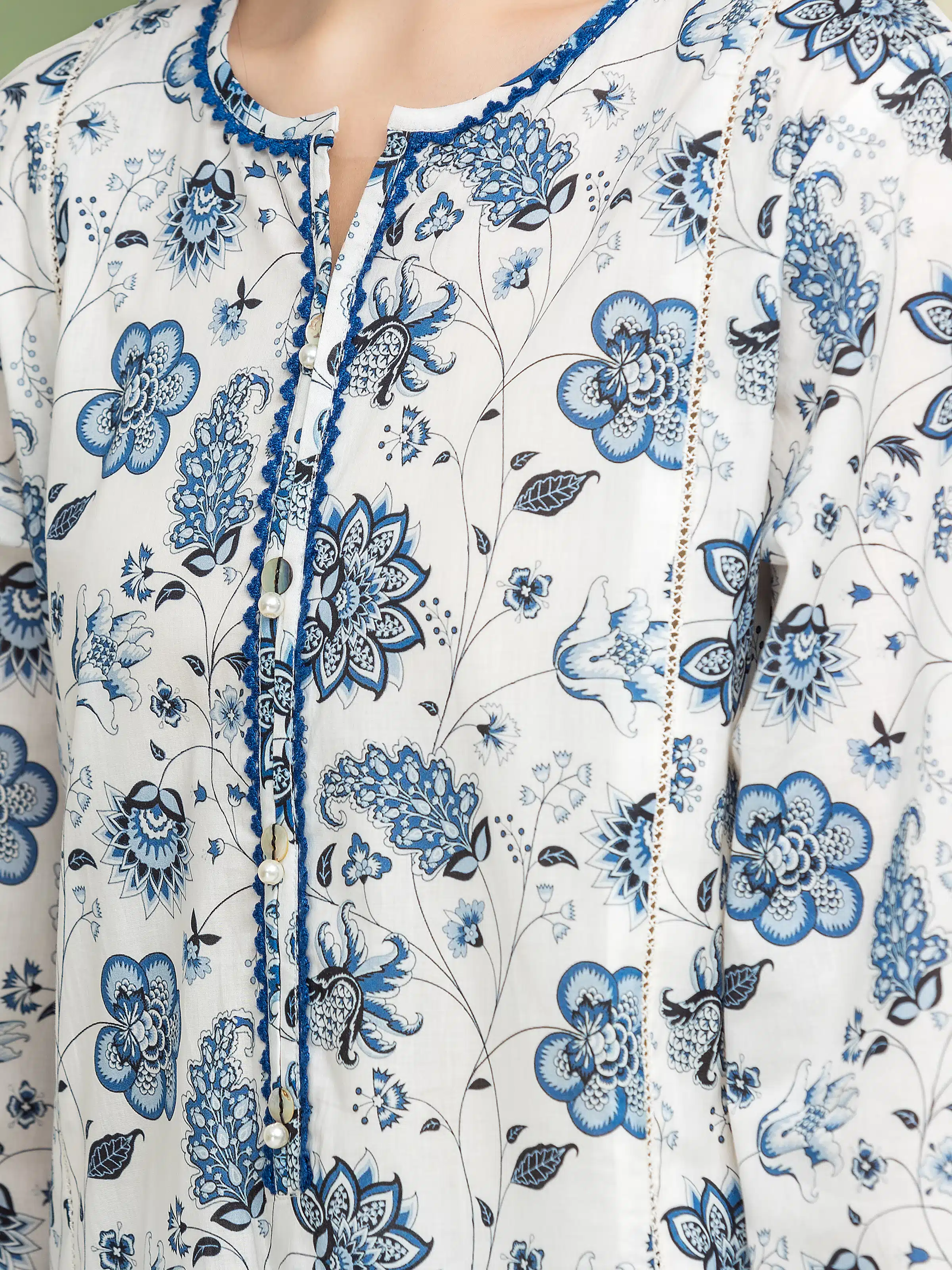 Unstitched Printed Lawn Shirt Trouser - EWU5A1-35603ST - Image 4