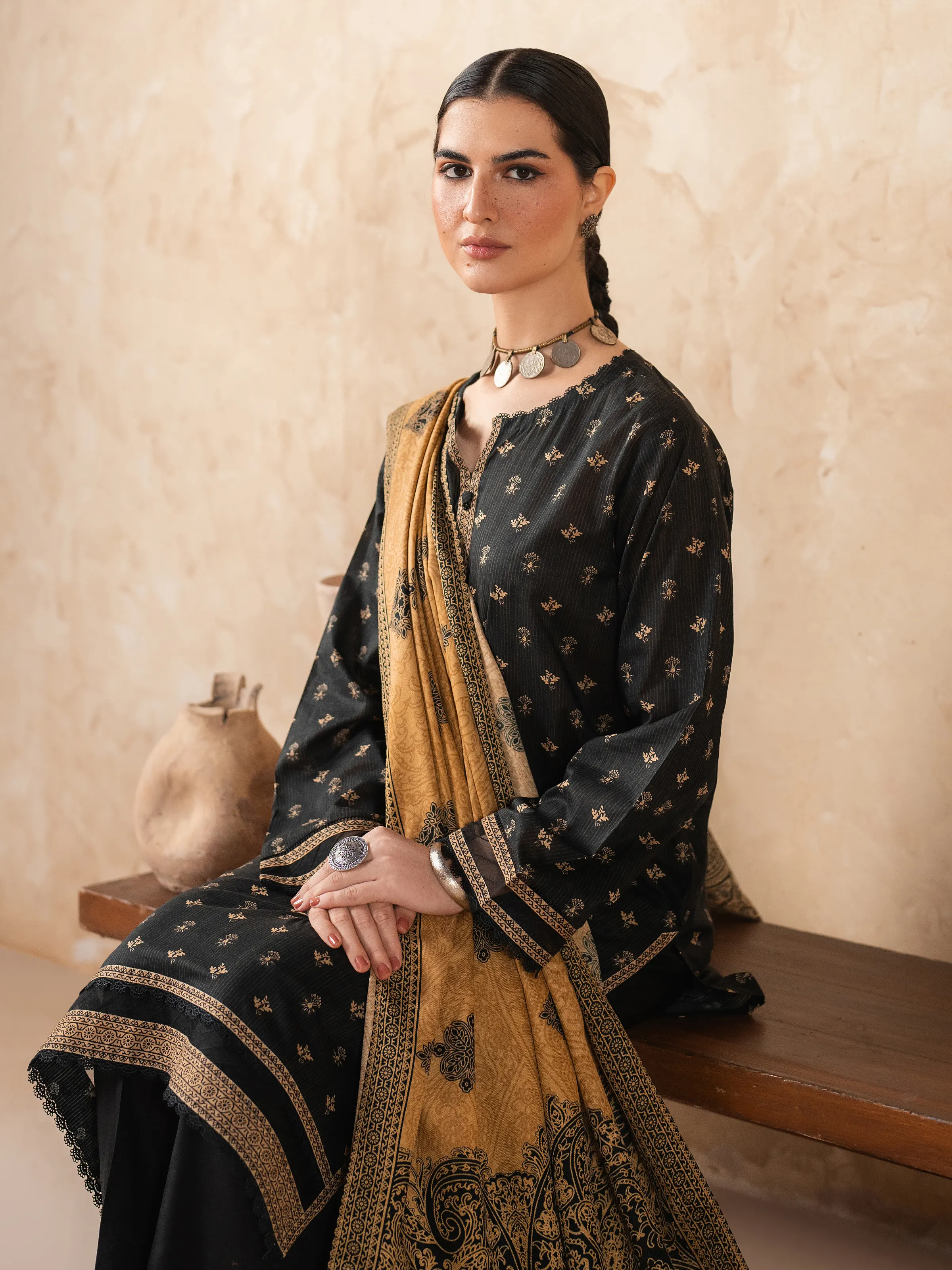 Unstitched Printed Khaddar Suit - EWU24M3-110 - Image 2