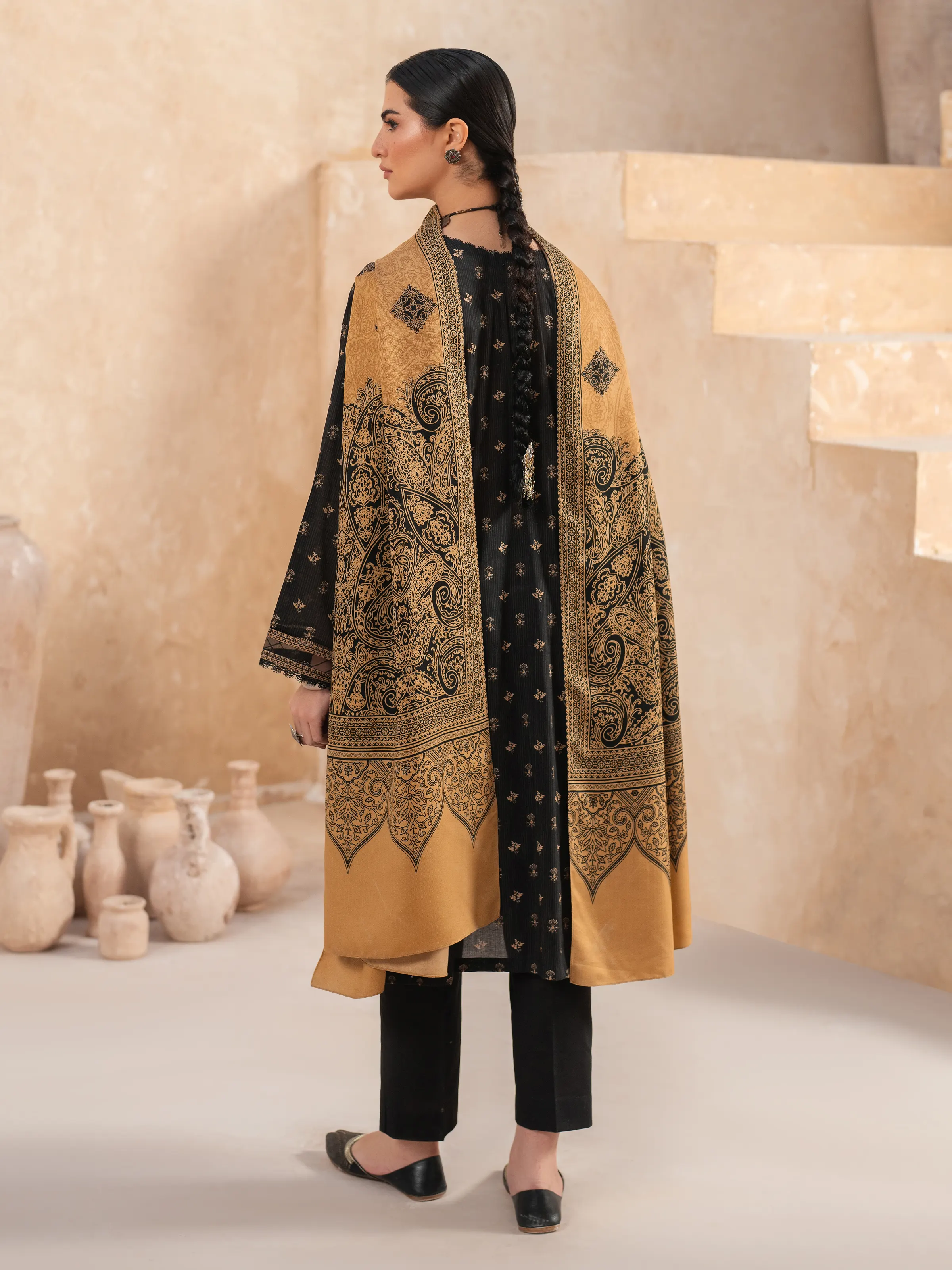 Unstitched Printed Khaddar Suit - EWU24M3-110 - Image 7