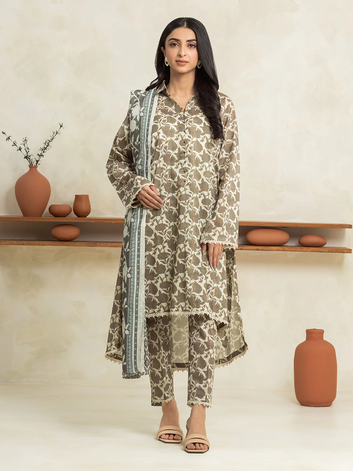 Unstitched Printed Cambric Shirt Trouser - EWU24A2-29026ST - Image 2