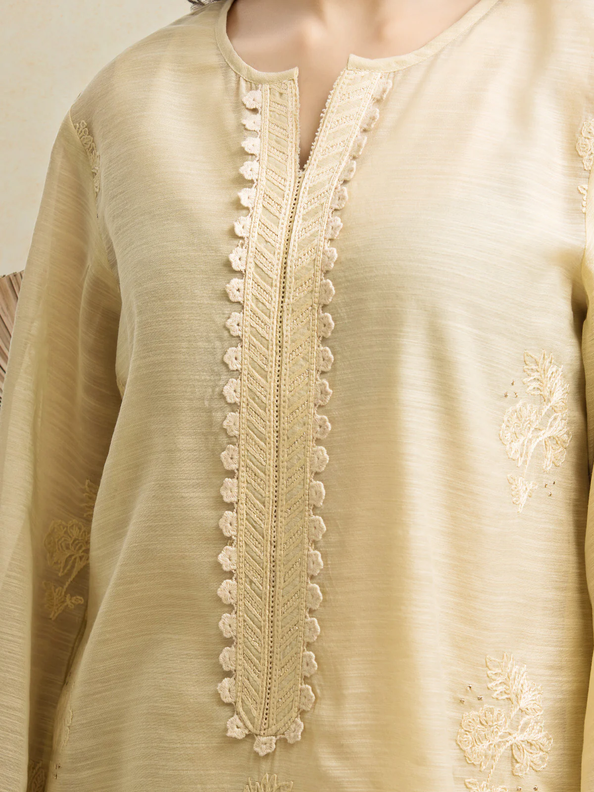Unstitched Embroidered Chanderi Suit - EWU24V6-28738-3P - Image 5