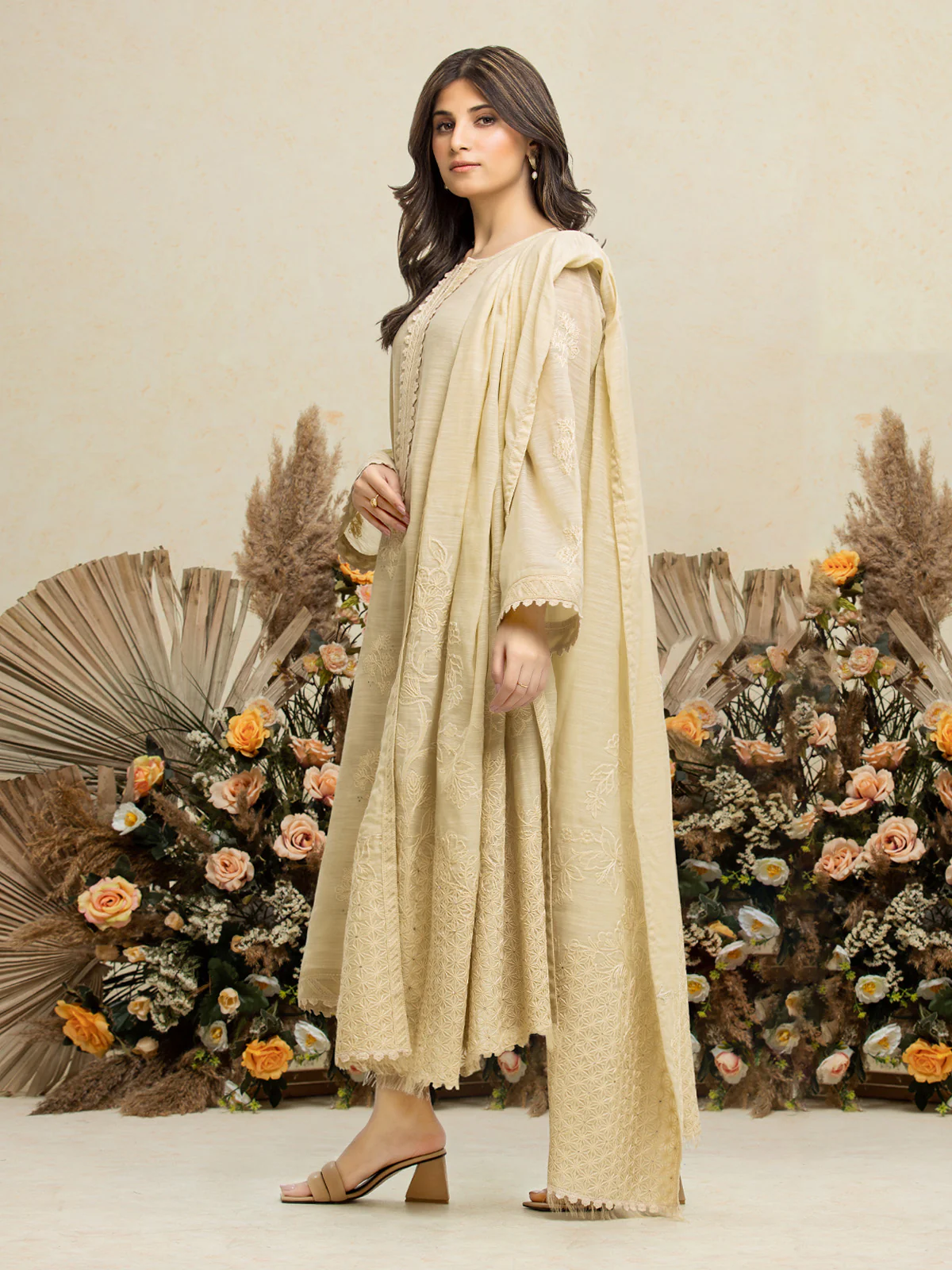 Unstitched Embroidered Chanderi Suit - EWU24V6-28738-3P - Image 2