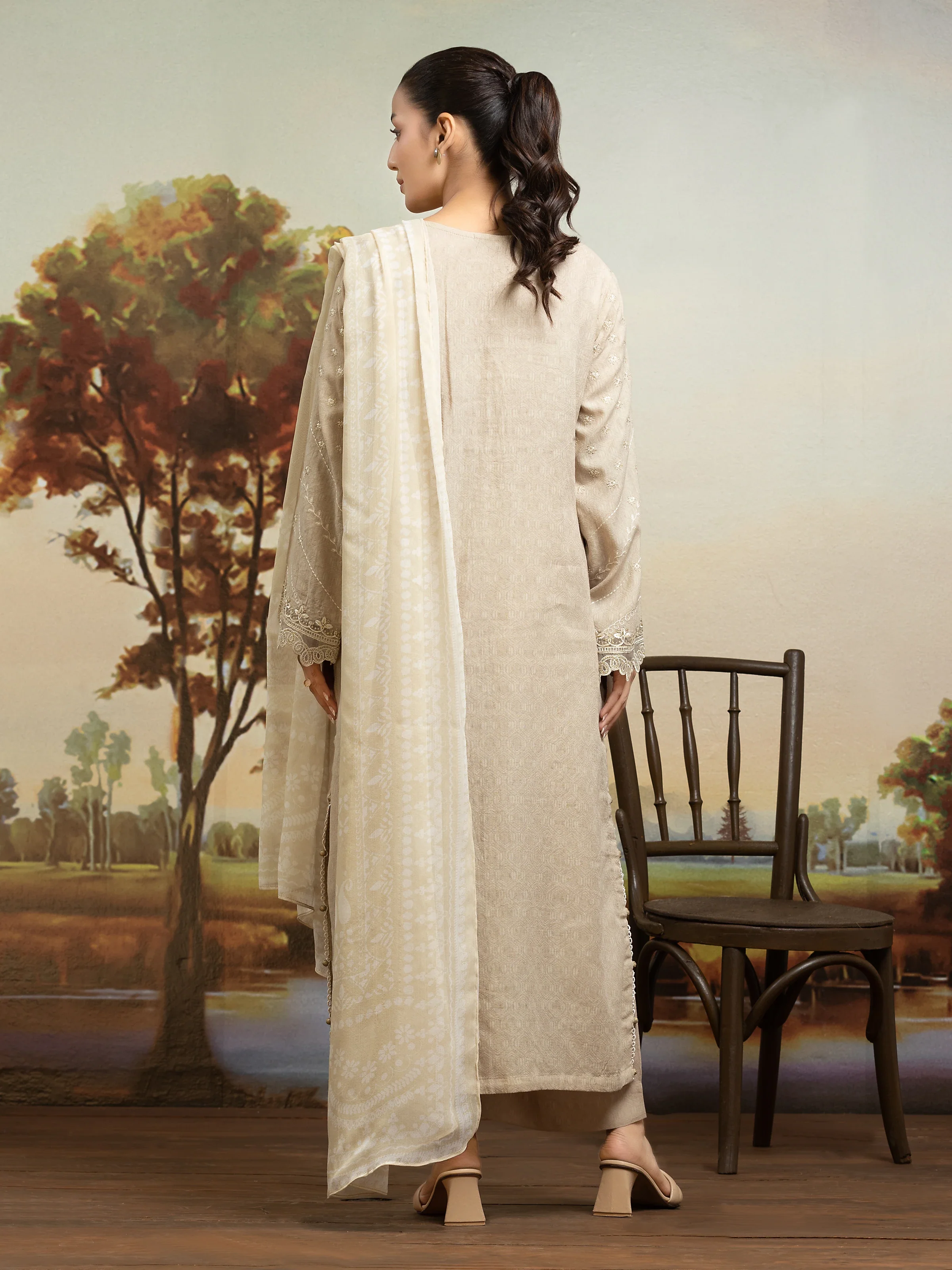 Unstitched Embroidered Dobby Suit - EWU24V7-30160-3P - Image 2