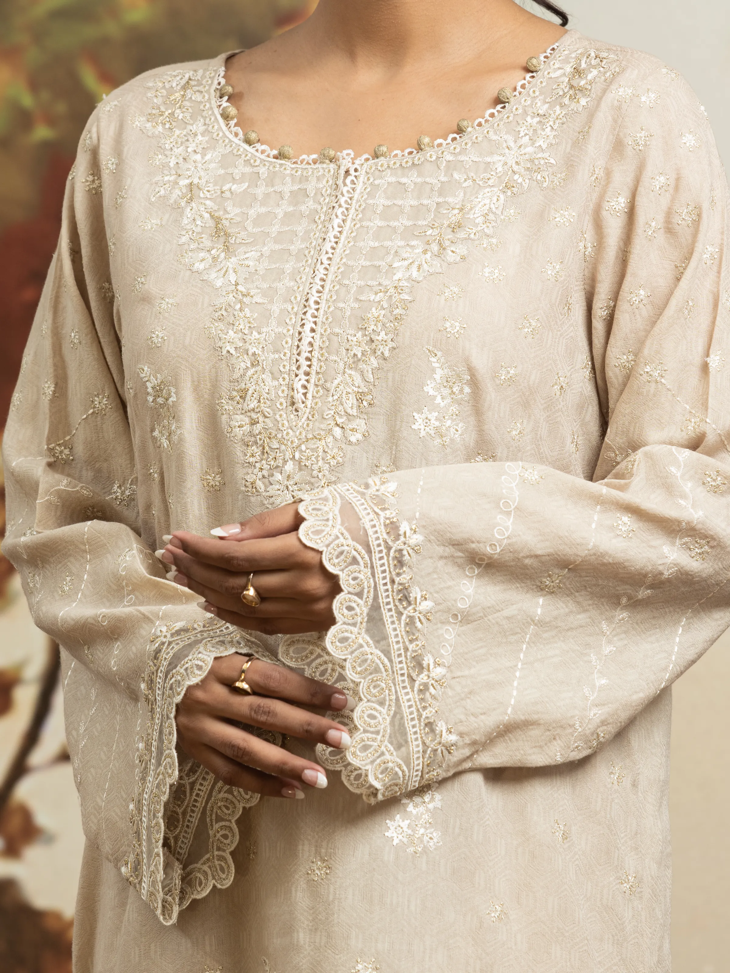 Unstitched Embroidered Dobby Suit - EWU24V7-30160-3P - Image 3