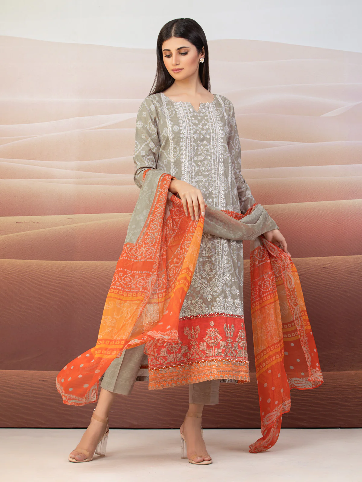 Unstitched Embroidered Khaddar Suit - EWU22V12-25006XXL - Image 5