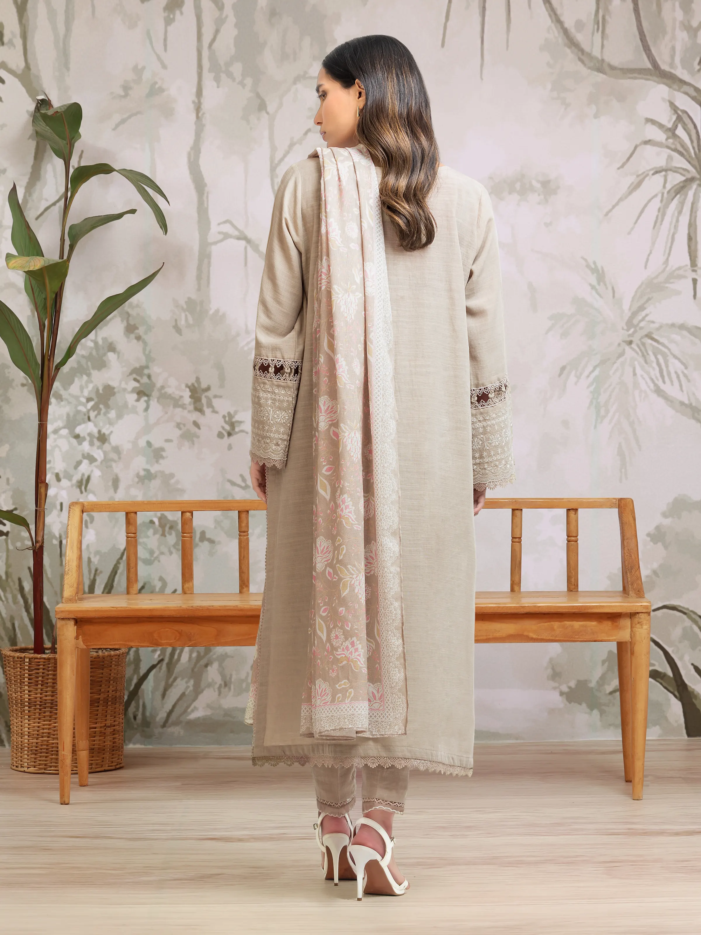 Unstitched Embroidered Khaddar Suit - EWU24V11-30307-3P - Image 2