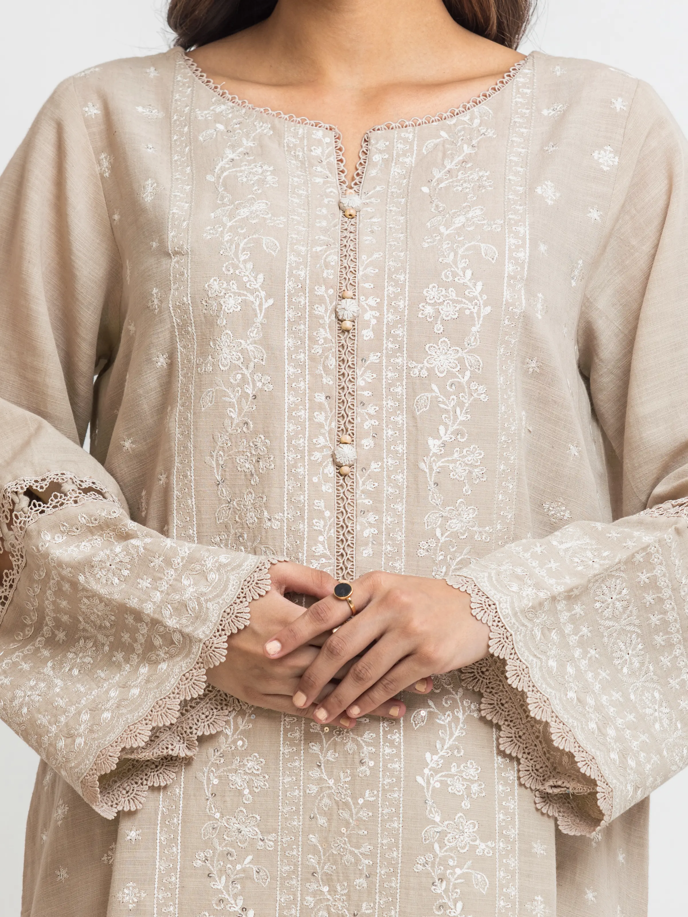 Unstitched Embroidered Khaddar Suit - EWU24V11-30307-3P - Image 3