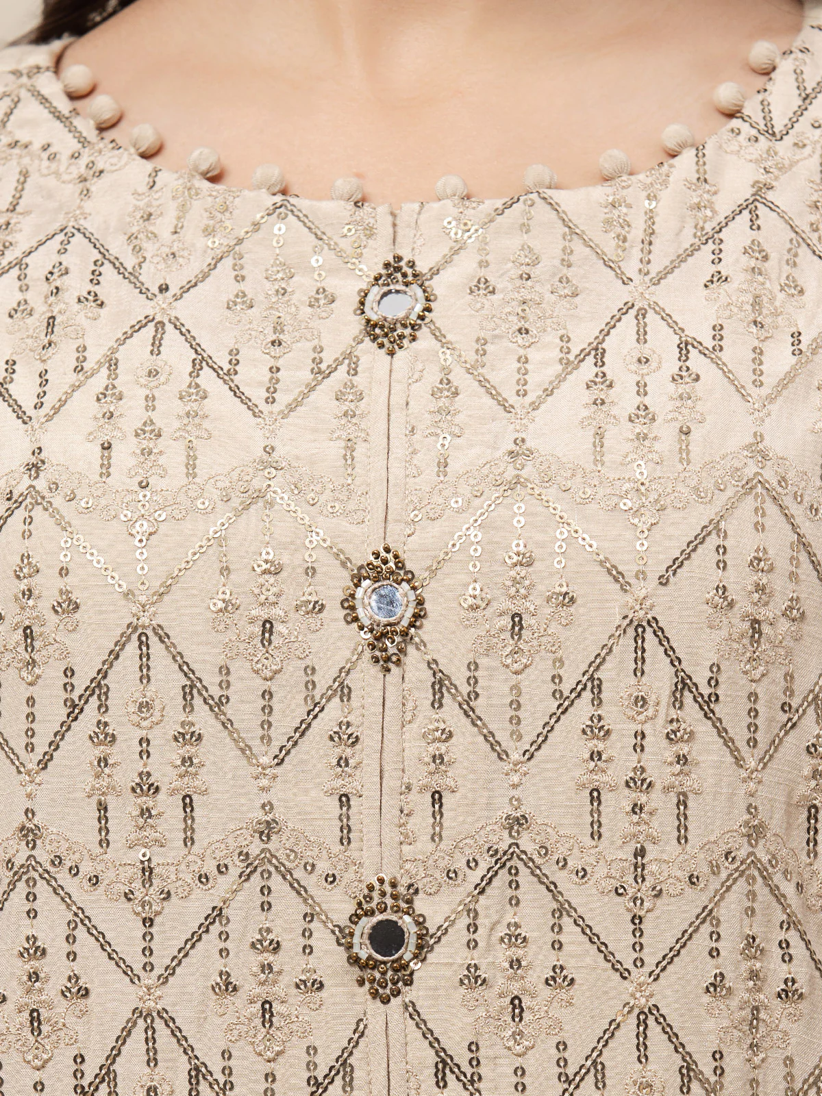 Unstitched Embroidered Raw Silk Shirt Trouser - EWU23V16-26671ST - Image 5