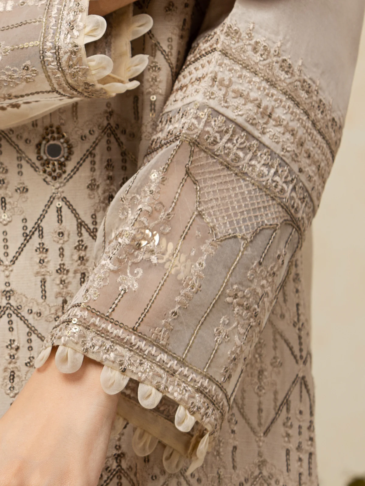 Unstitched Embroidered Raw Silk Shirt Trouser - EWU23V16-26671ST - Image 6