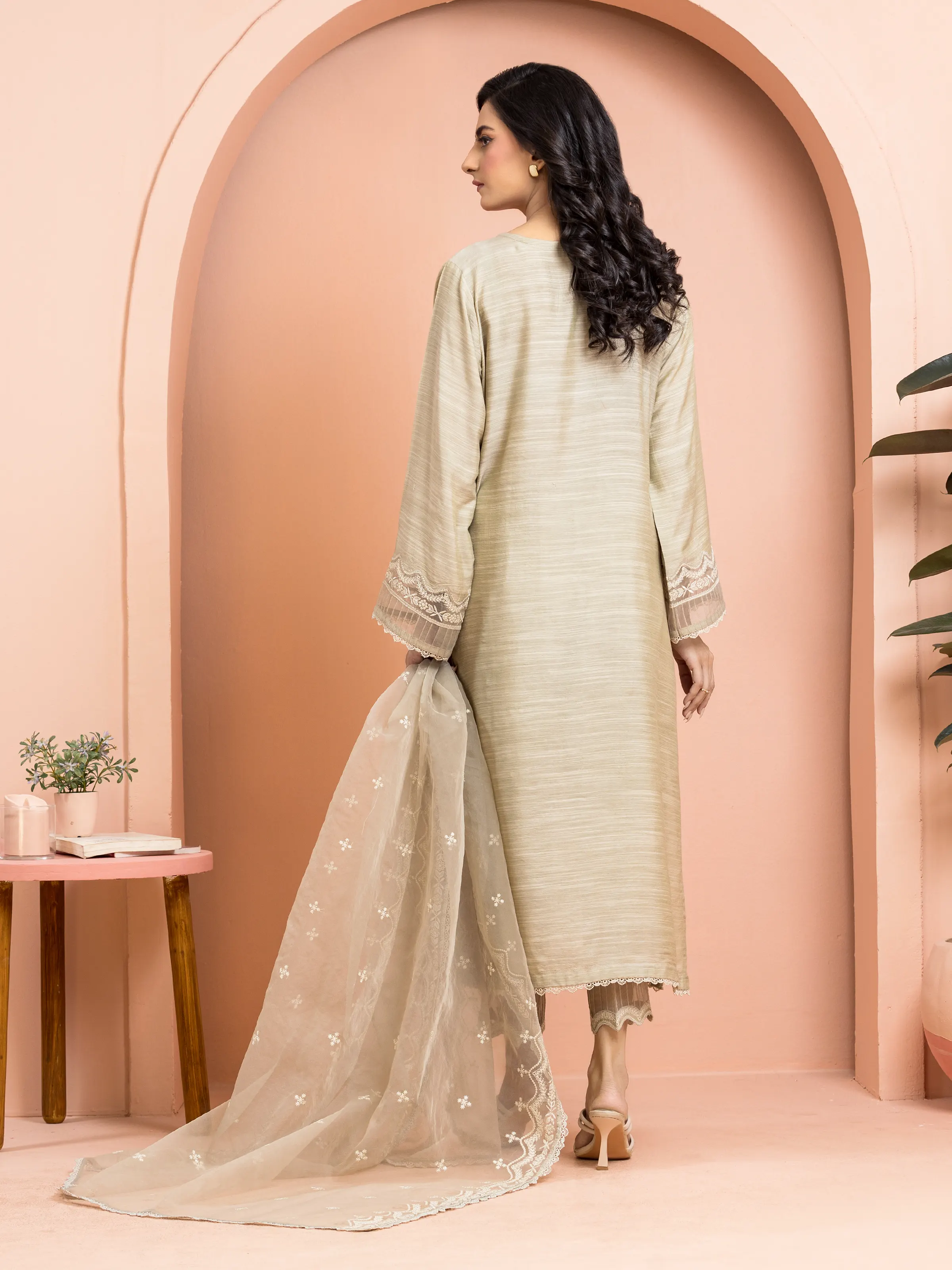 Unstitched Embroidered Raw Silk Suit - EWU24V16-30002-3P - Image 2