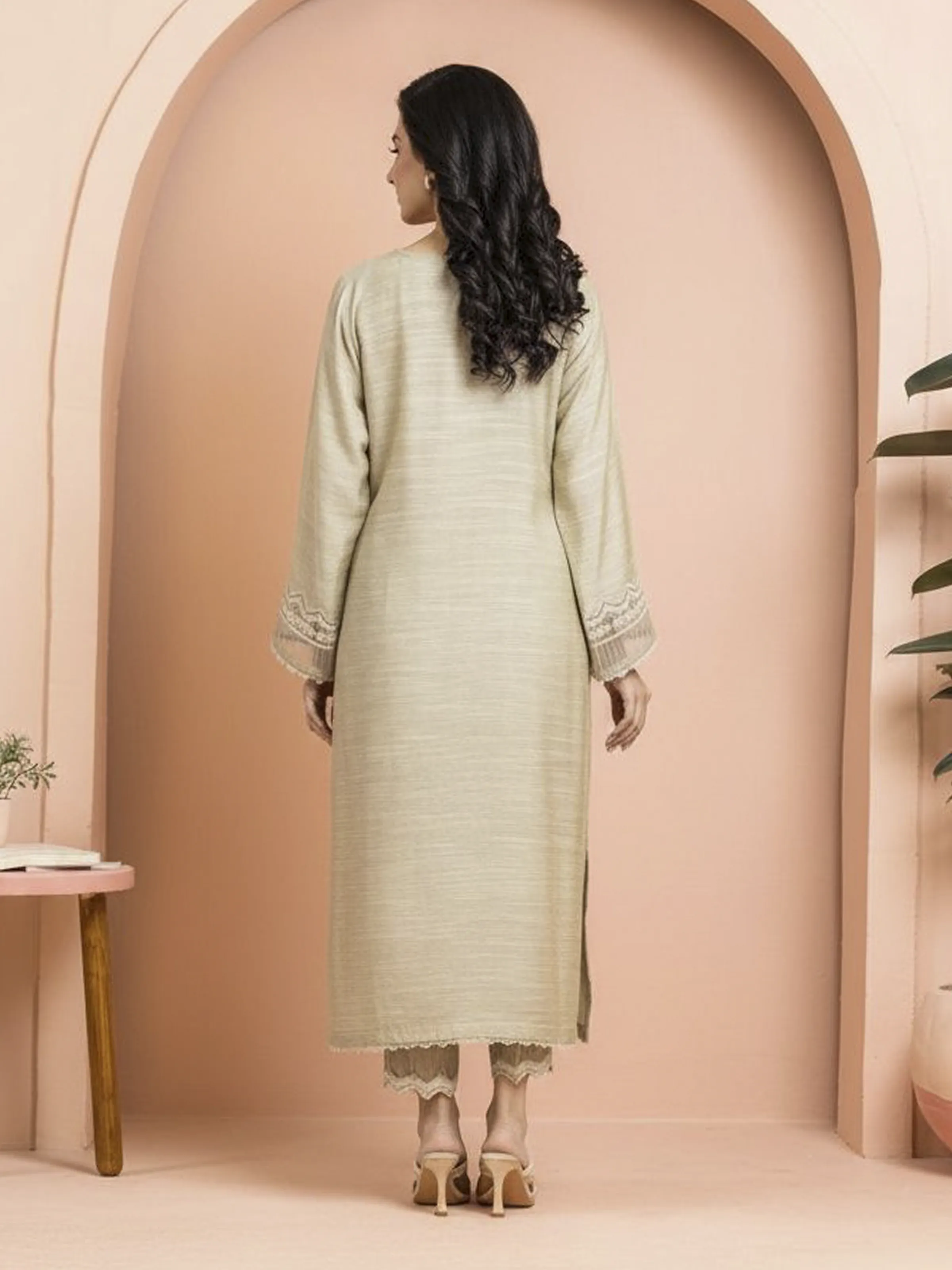 Unstitched Embroidered Raw Silk Shirt Trouser - EWU24V16-30002ST - Image 2