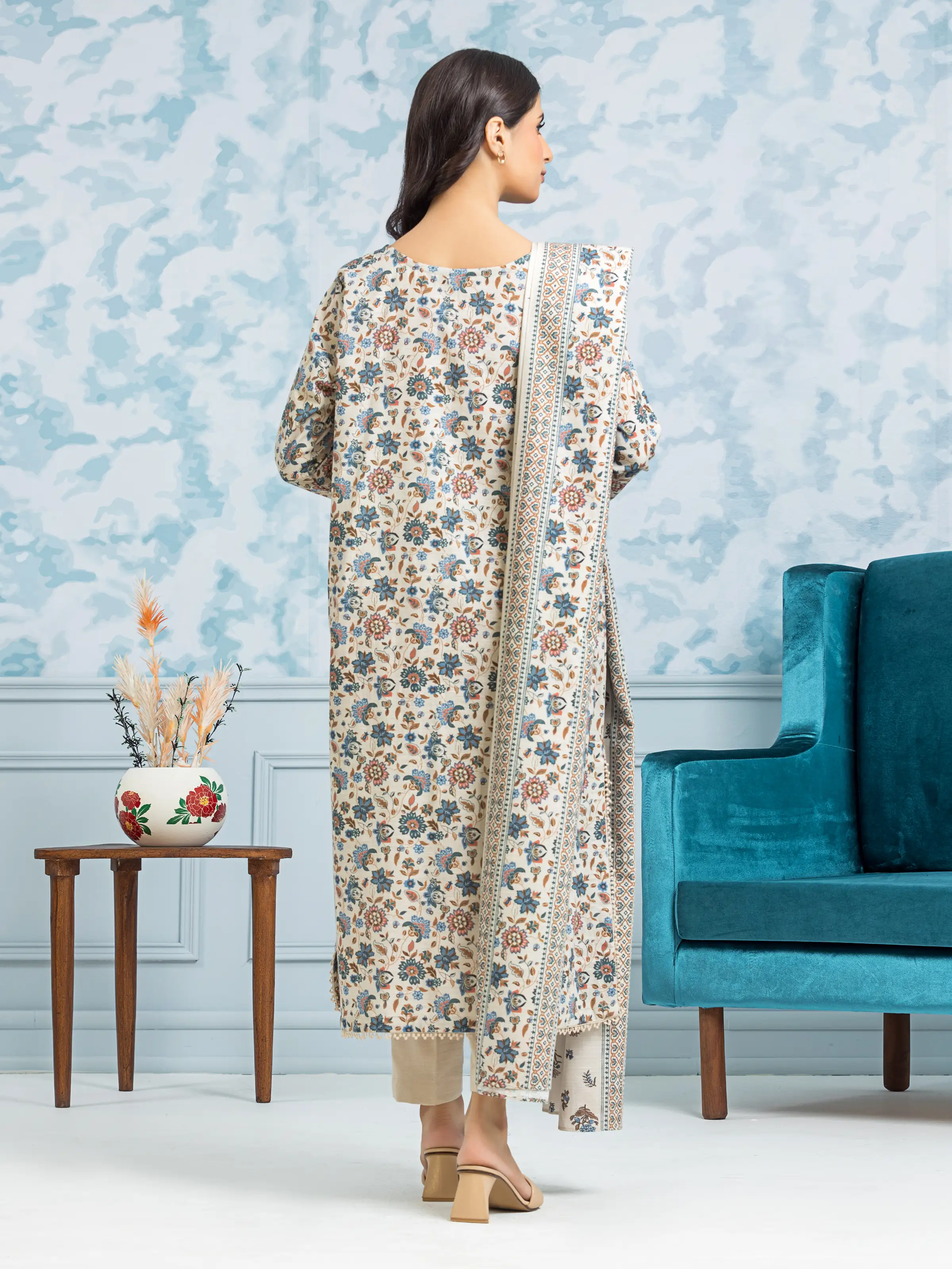 Unstitched Printed Khaddar Suit - EWU24A3-29306-3P - Image 2