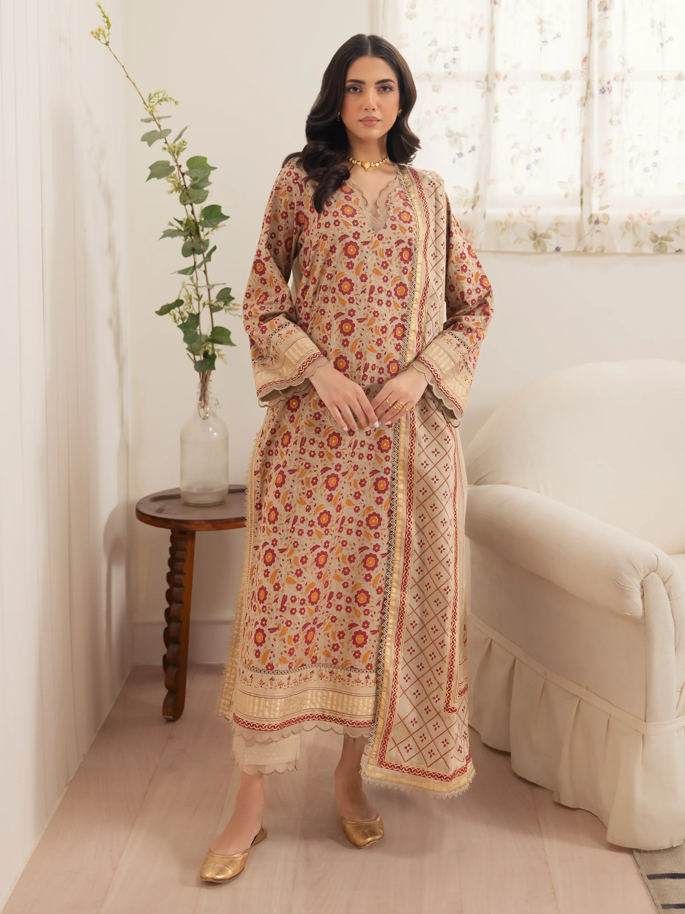Unstitched Block Print Cambric Suit - EWU24M1-058