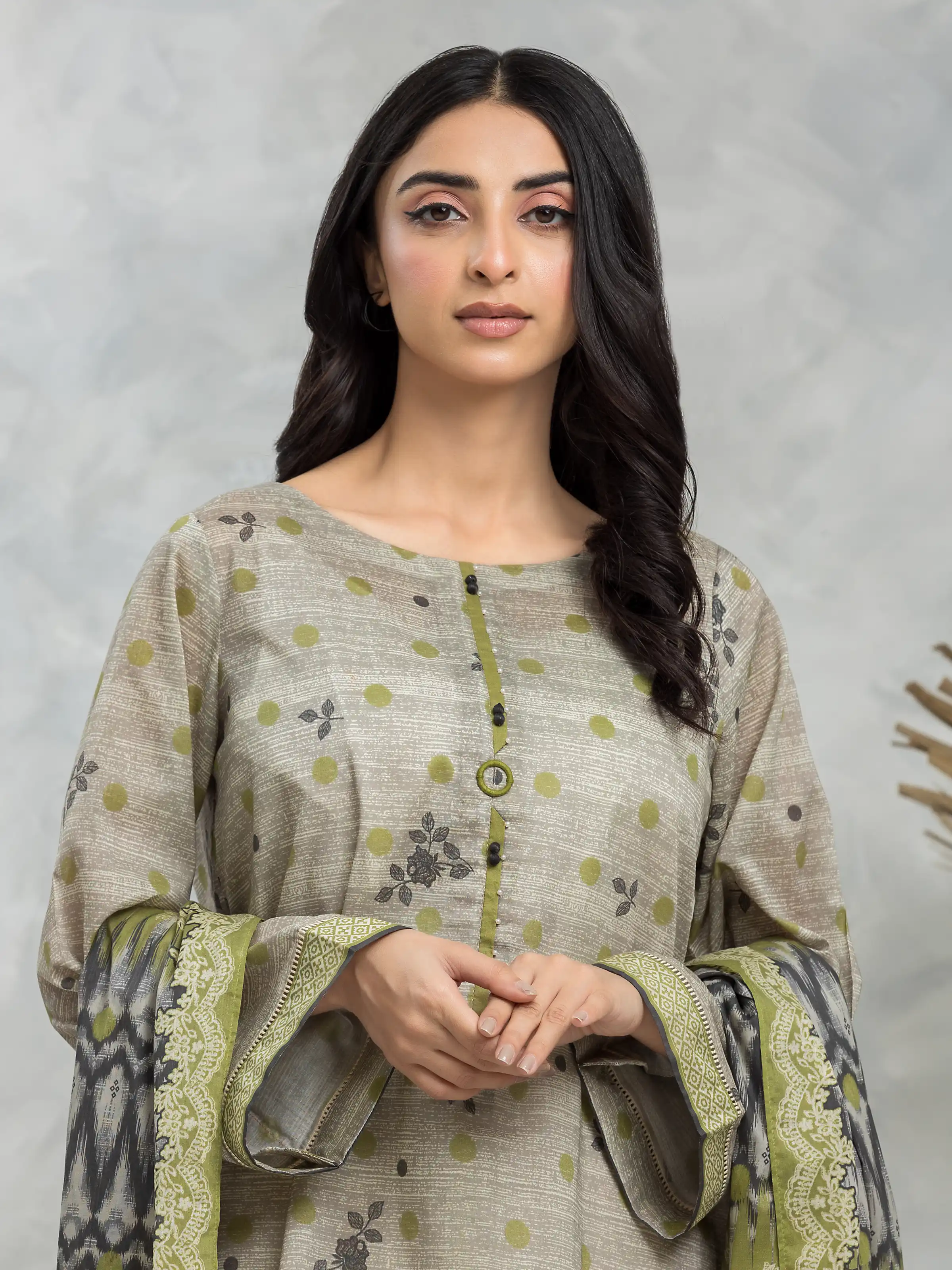 Unstitched Printed Khaddar Suit - EWU24A3-28153-3P - Image 3