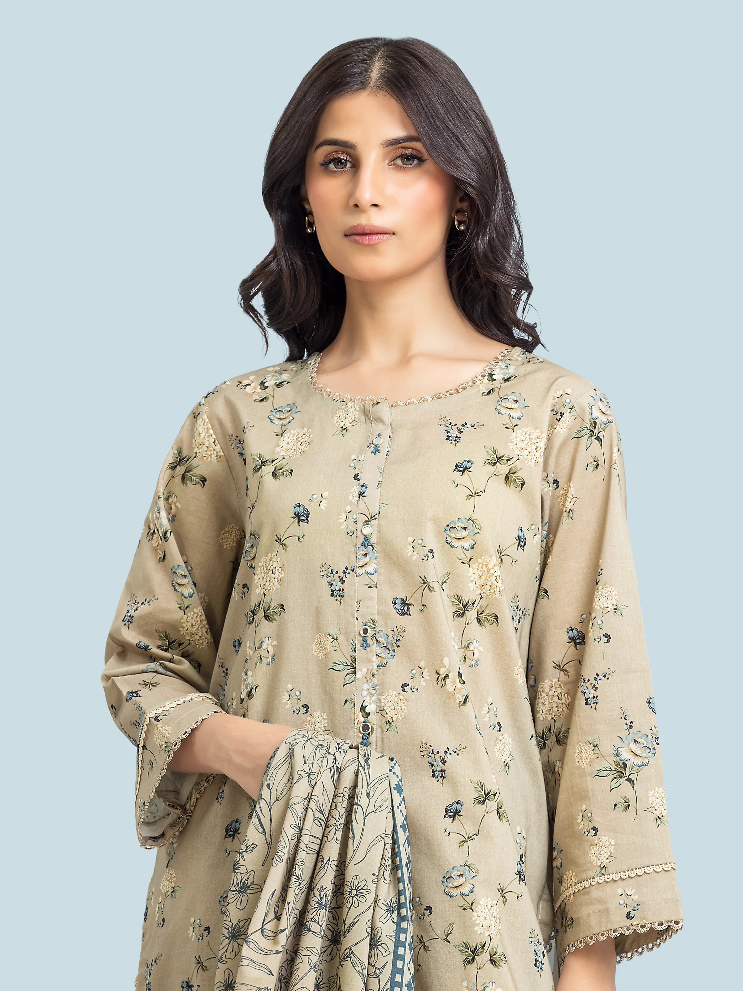 Unstitched Printed Khaddar Suit - EWU24A3-29642-3P - Image 3