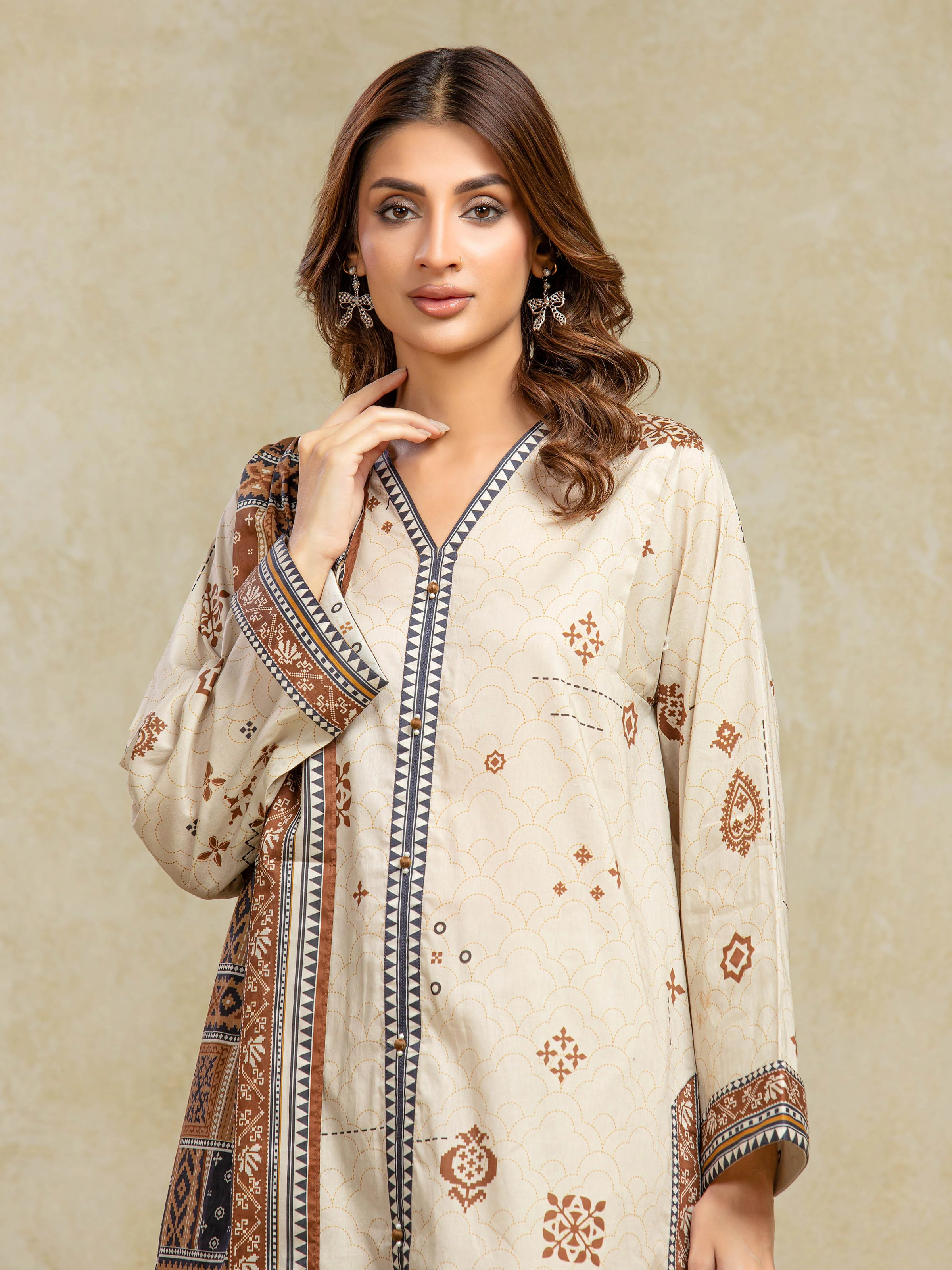 Unstitched Printed Khaddar Suit - EWU5A3-35995-3P - Image 2