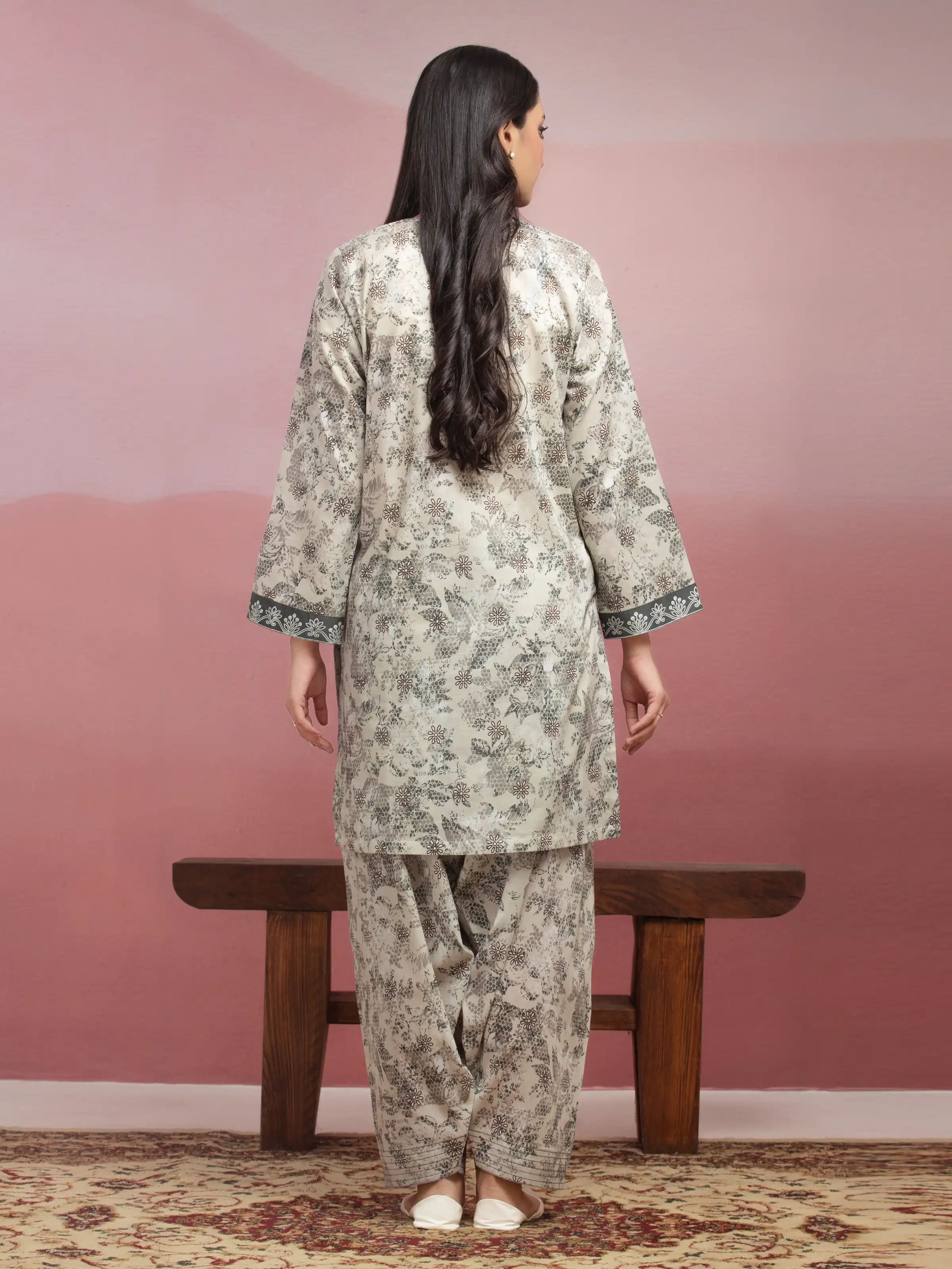 Unstitched Printed Lawn Shirt Trouser - EWU5A1-35408ST - Image 2