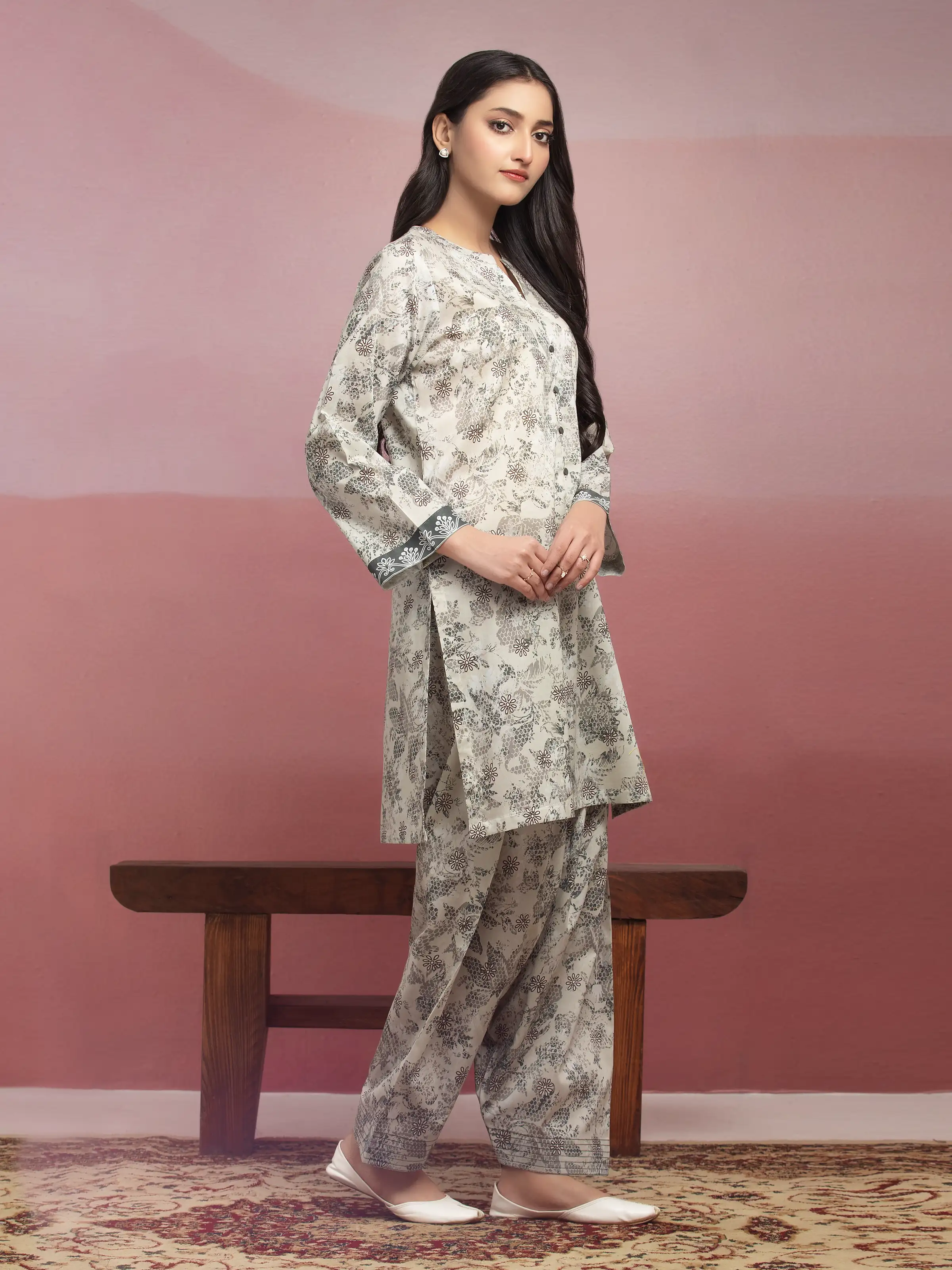 Unstitched Printed Lawn Shirt Trouser - EWU5A1-35408ST - Image 3