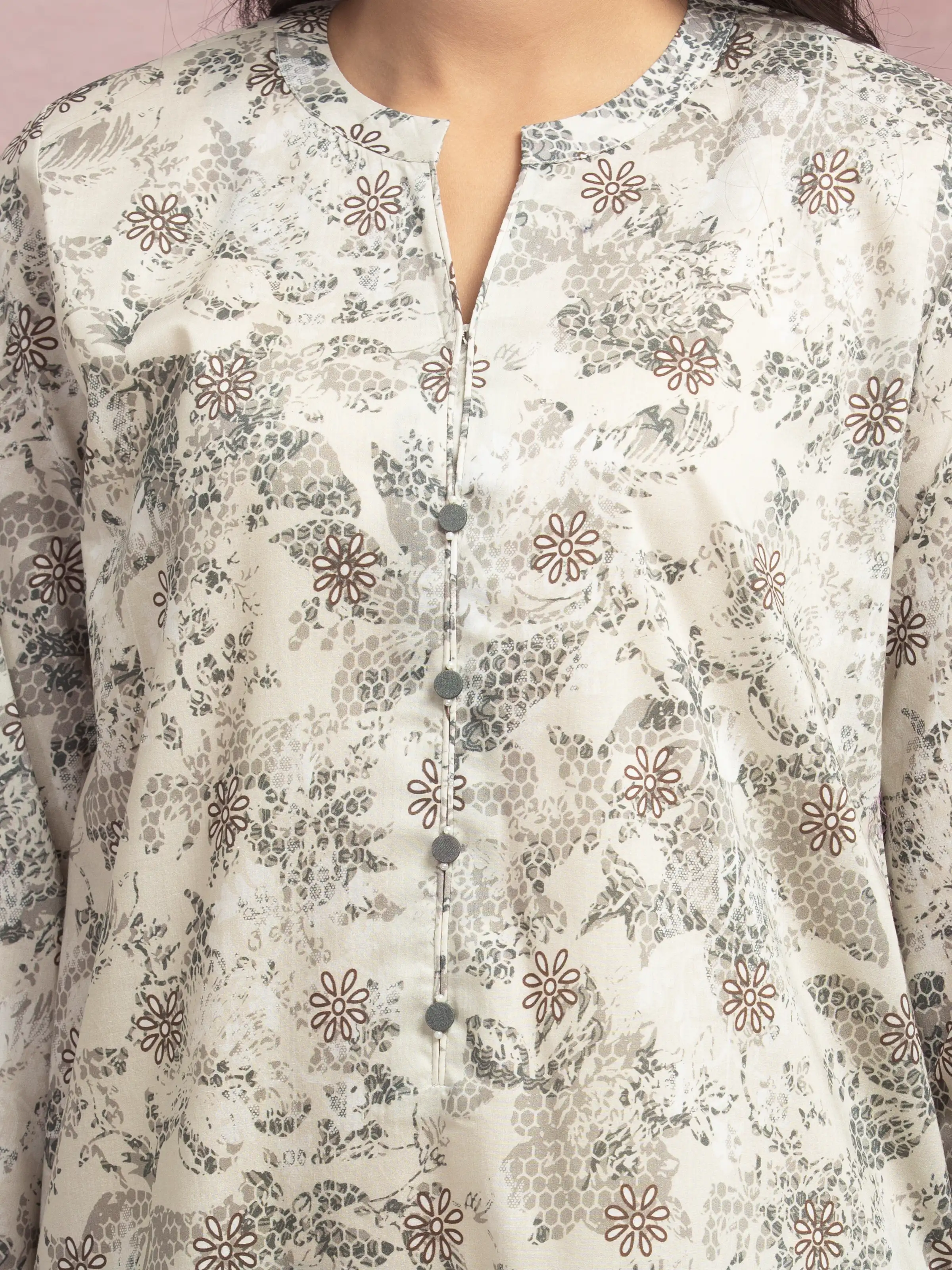 Unstitched Printed Lawn Shirt Trouser - EWU5A1-35408ST - Image 6