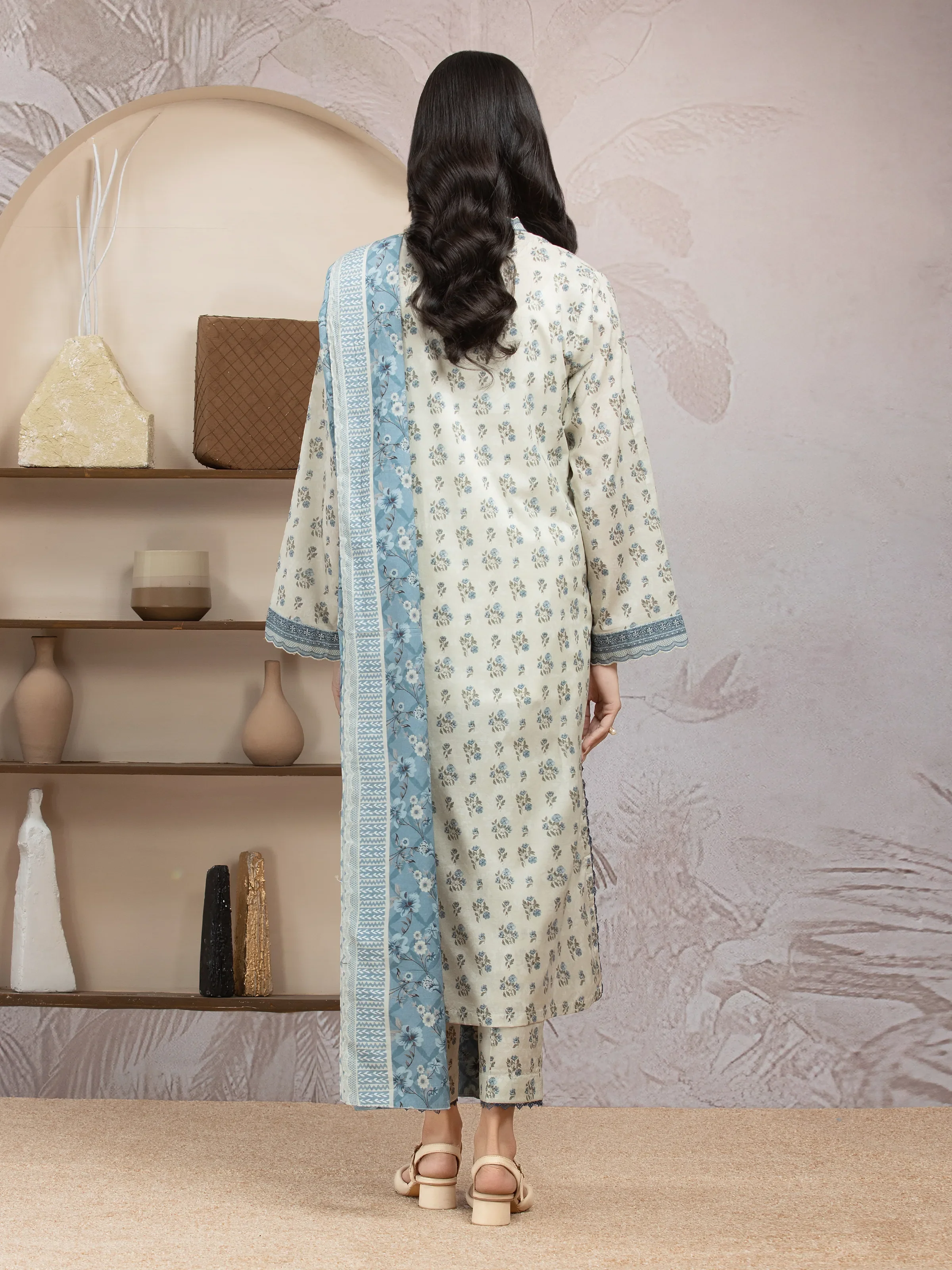 Unstitched Printed Lawn Suit - EWU5A1-35009-3P - Image 2