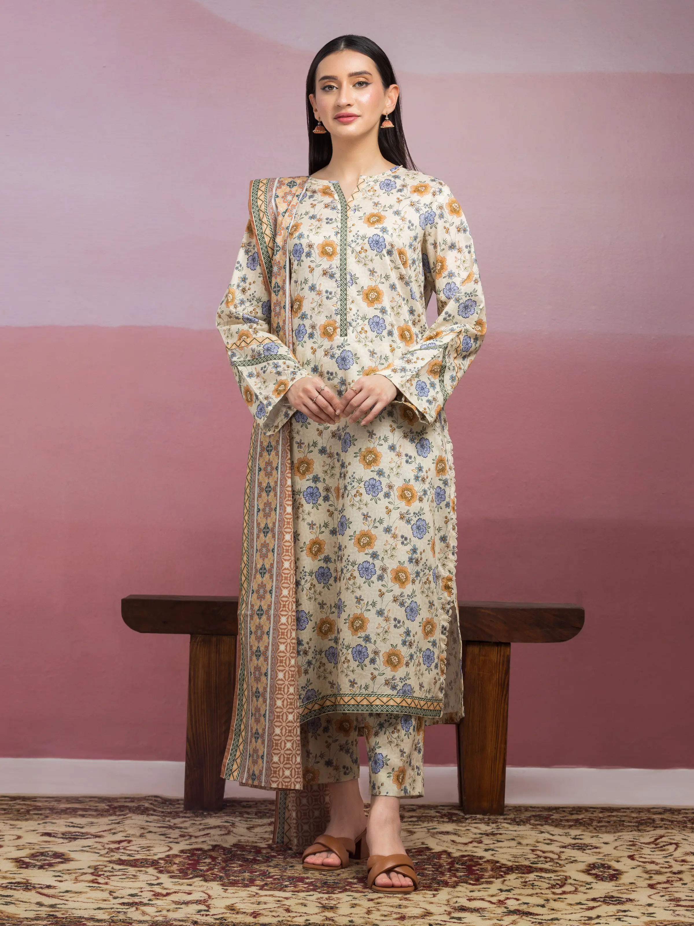 Unstitched Printed Lawn Suit - EWU5A1-35066-3P