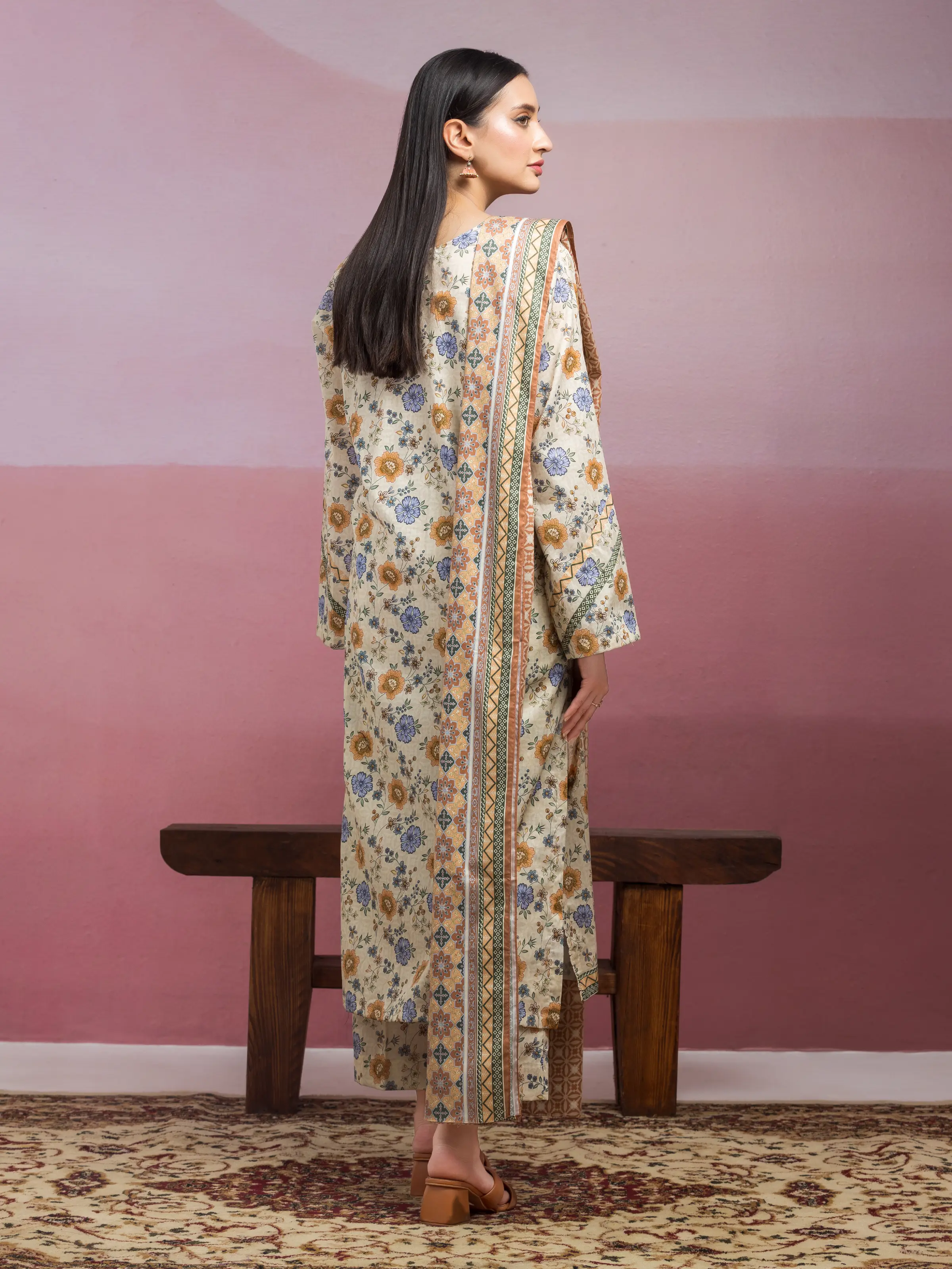 Unstitched Printed Lawn Suit - EWU5A1-35066-3P - Image 2