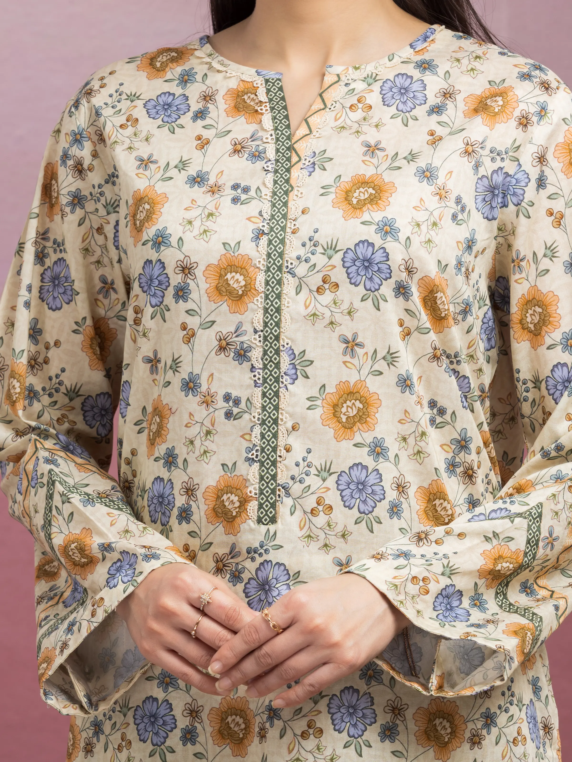 Unstitched Printed Lawn Suit - EWU5A1-35066-3P - Image 3