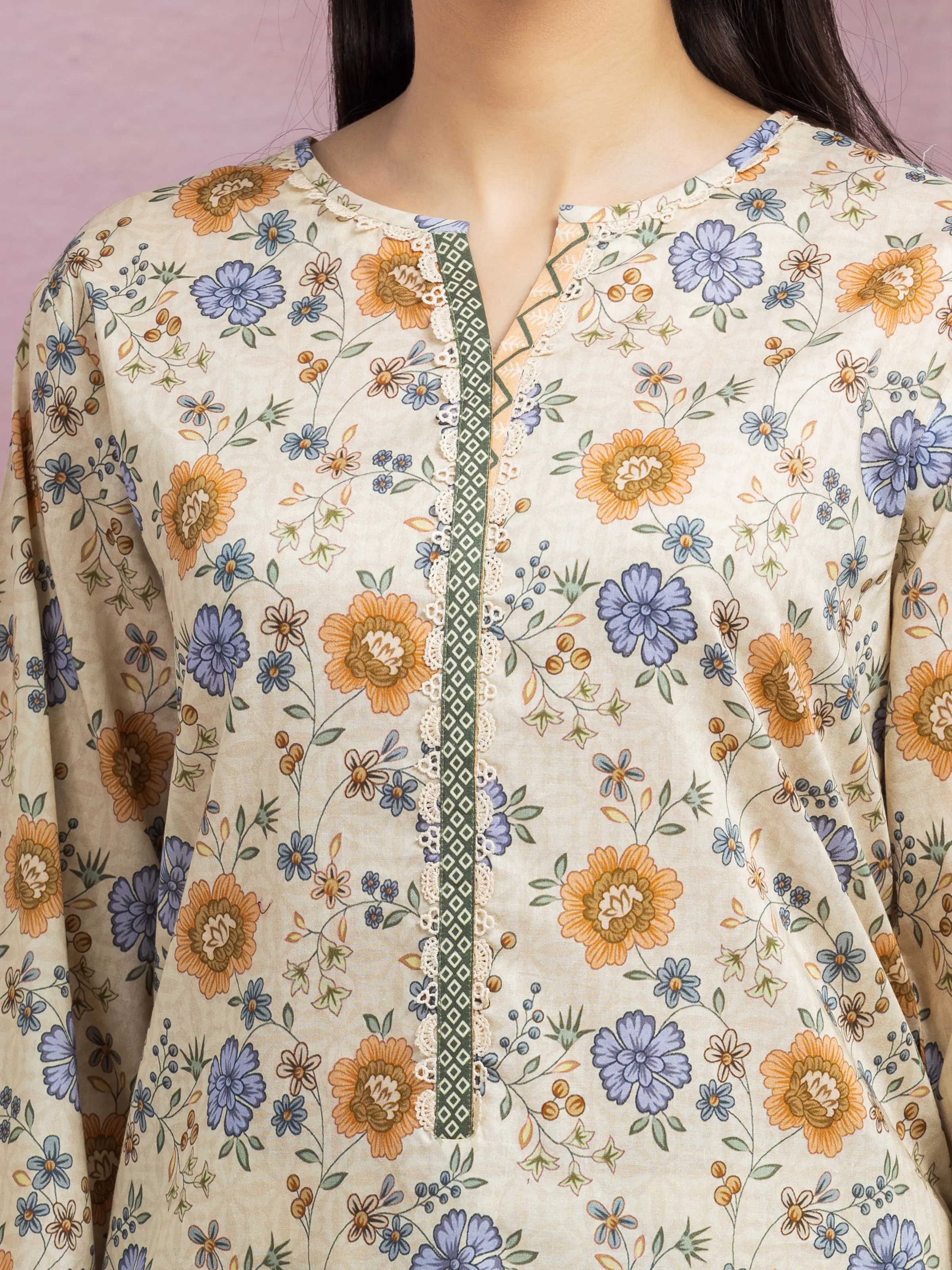 Unstitched Printed Lawn Suit - EWU5A1-35066-3P - Image 4