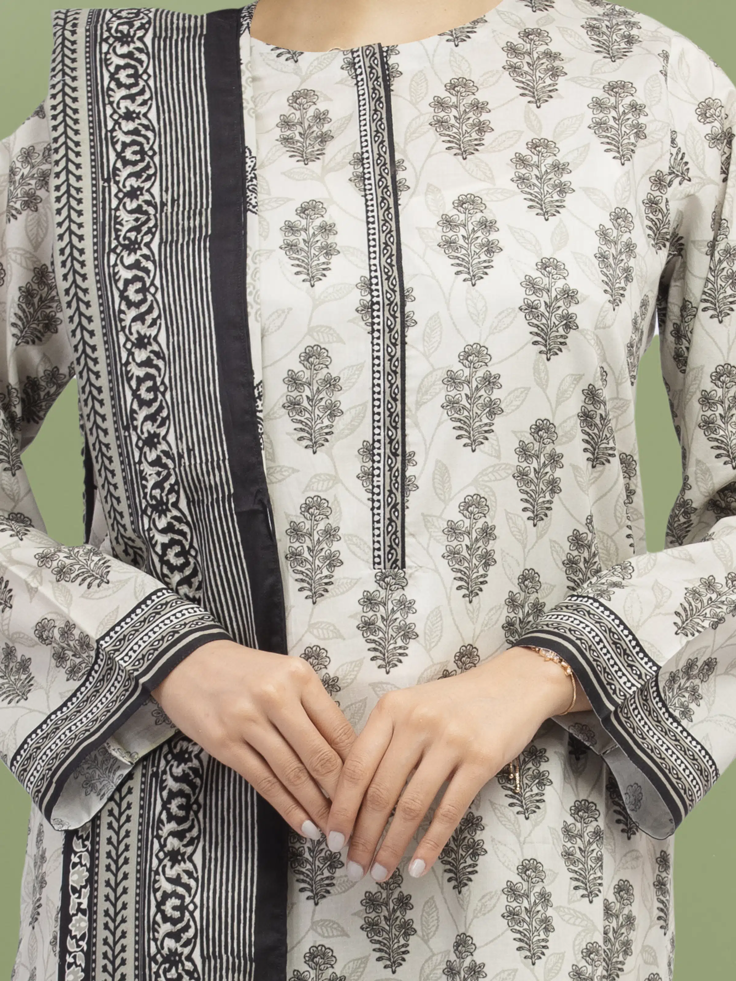 Unstitched Printed Lawn Suit - EWU5A1-35180-3P - Image 3