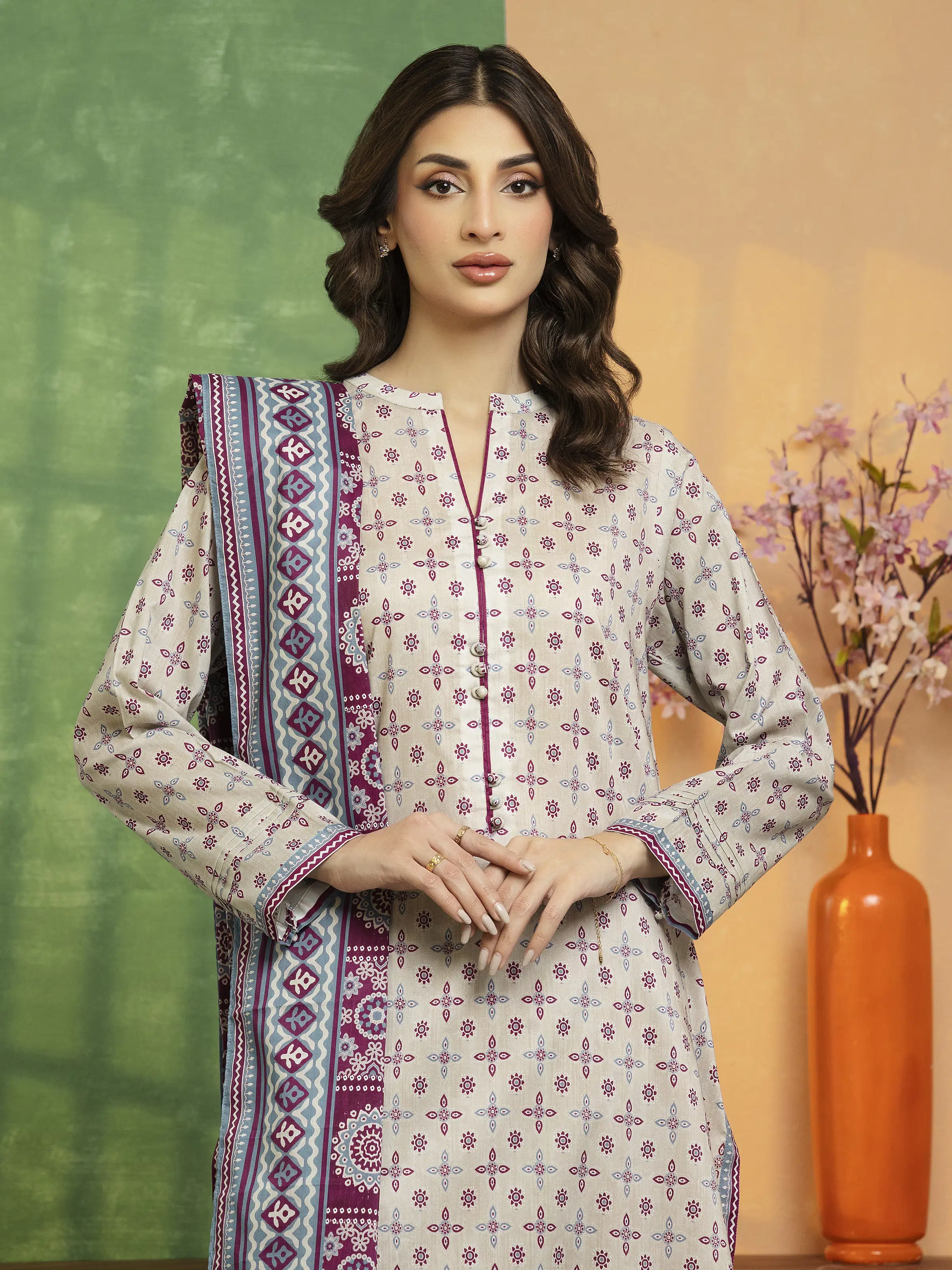 Unstitched Printed Lawn Suit - EWU5A1-35245-3P - Image 3