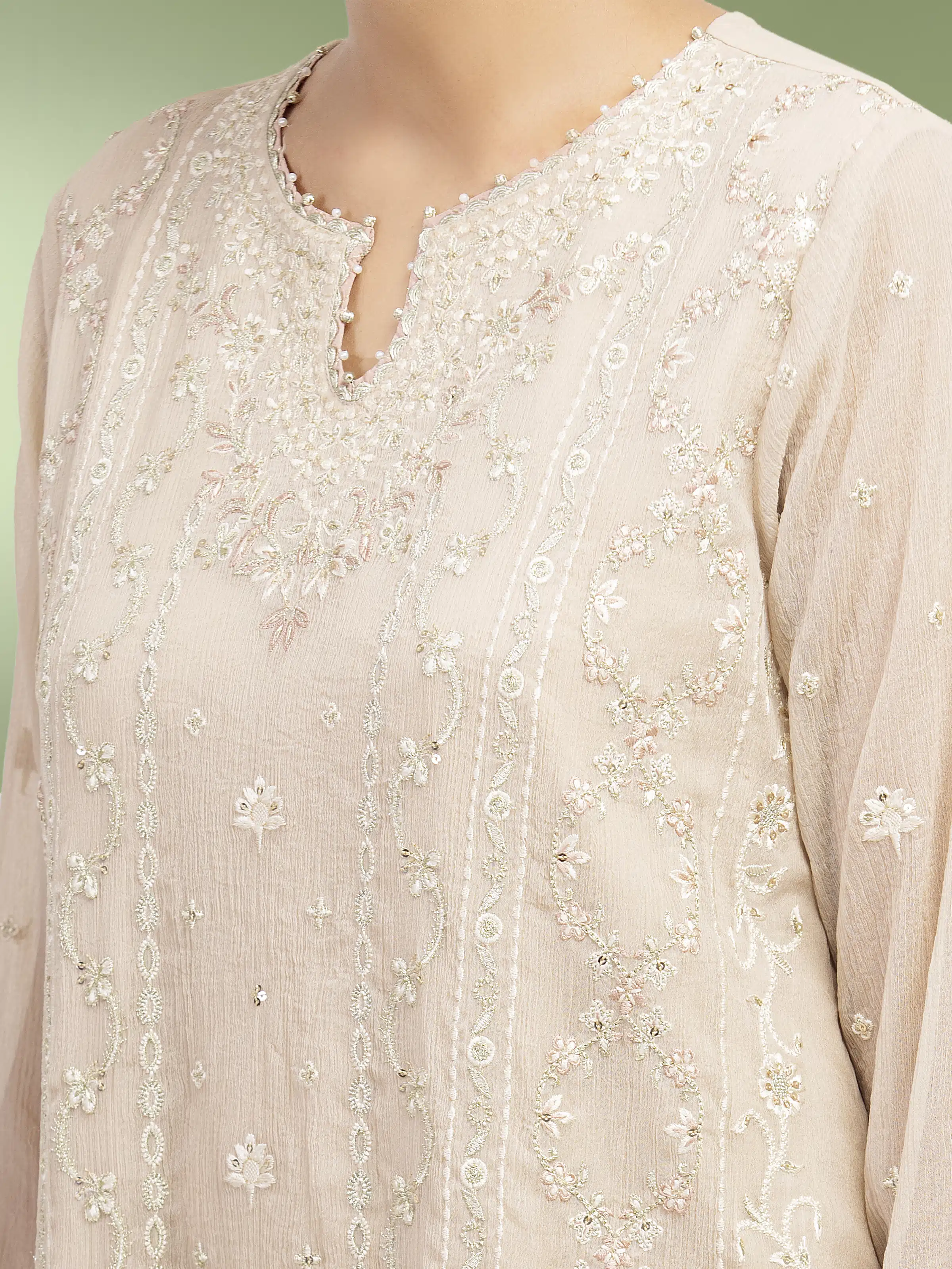 Unstitched Embroidered Chiffon Suit - EWU5V5-31305-3P - Image 2