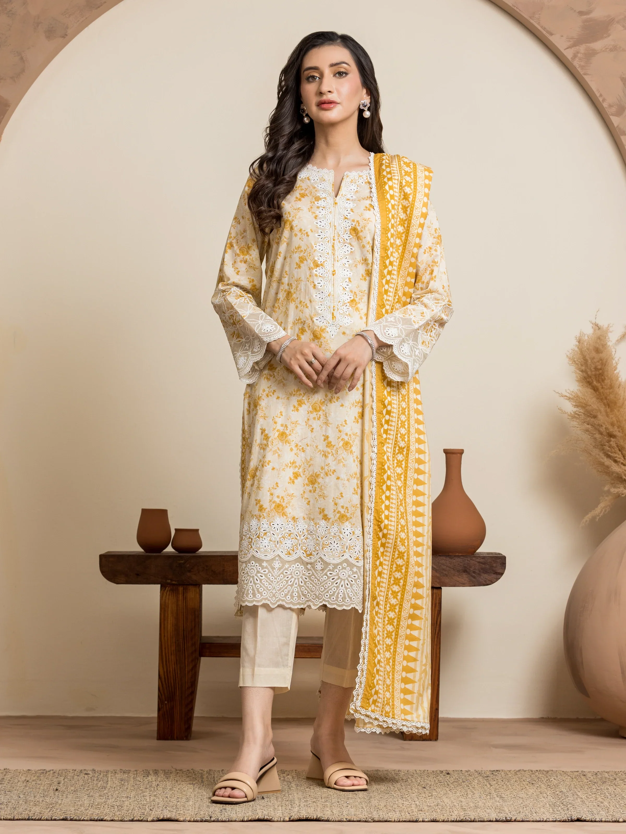 Unstitched Embroidered Lawn Shirt Trouser - EWU24V1-28609ST - Image 2