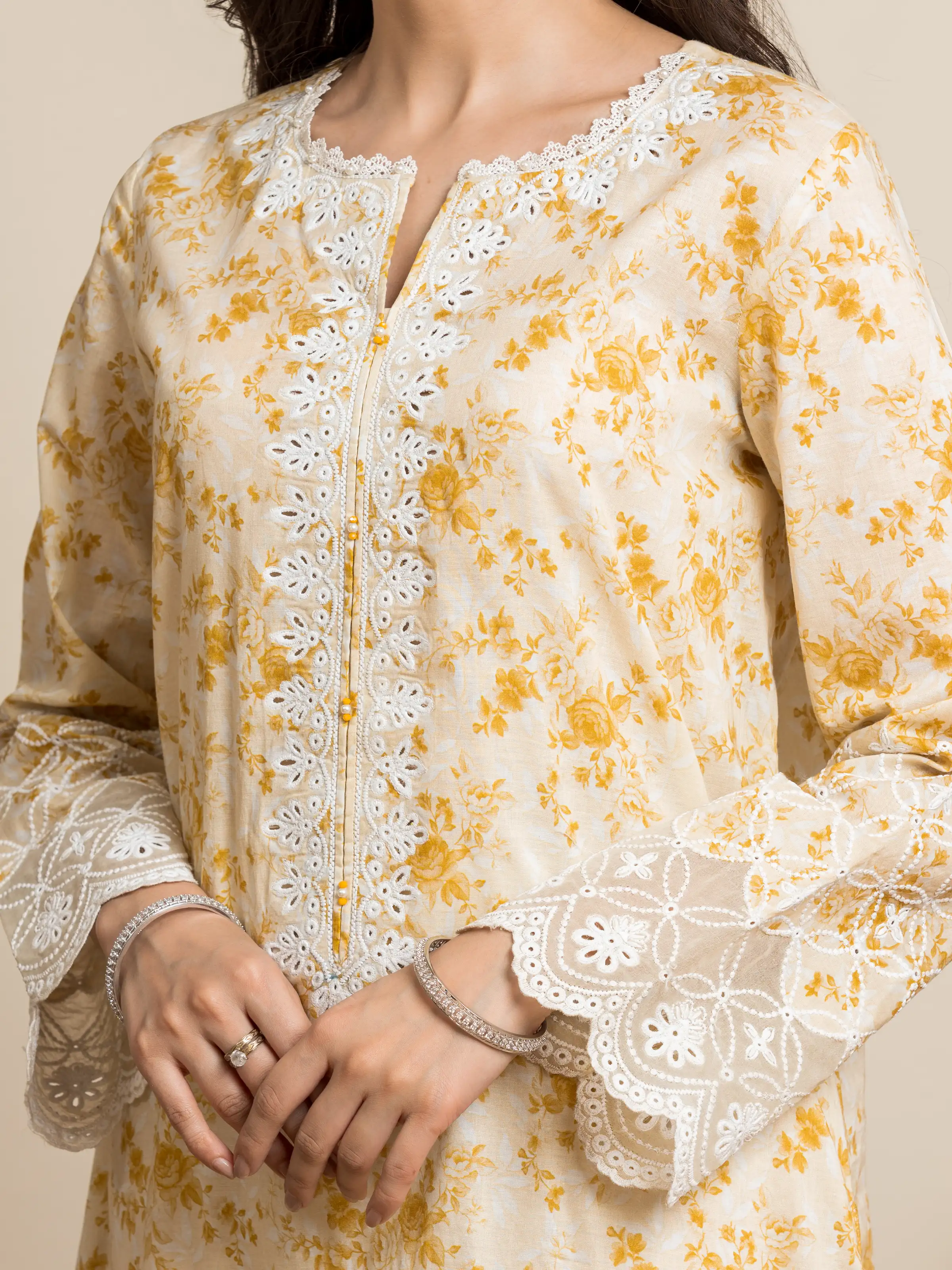 Unstitched Embroidered Lawn Shirt Trouser - EWU24V1-28609ST - Image 4