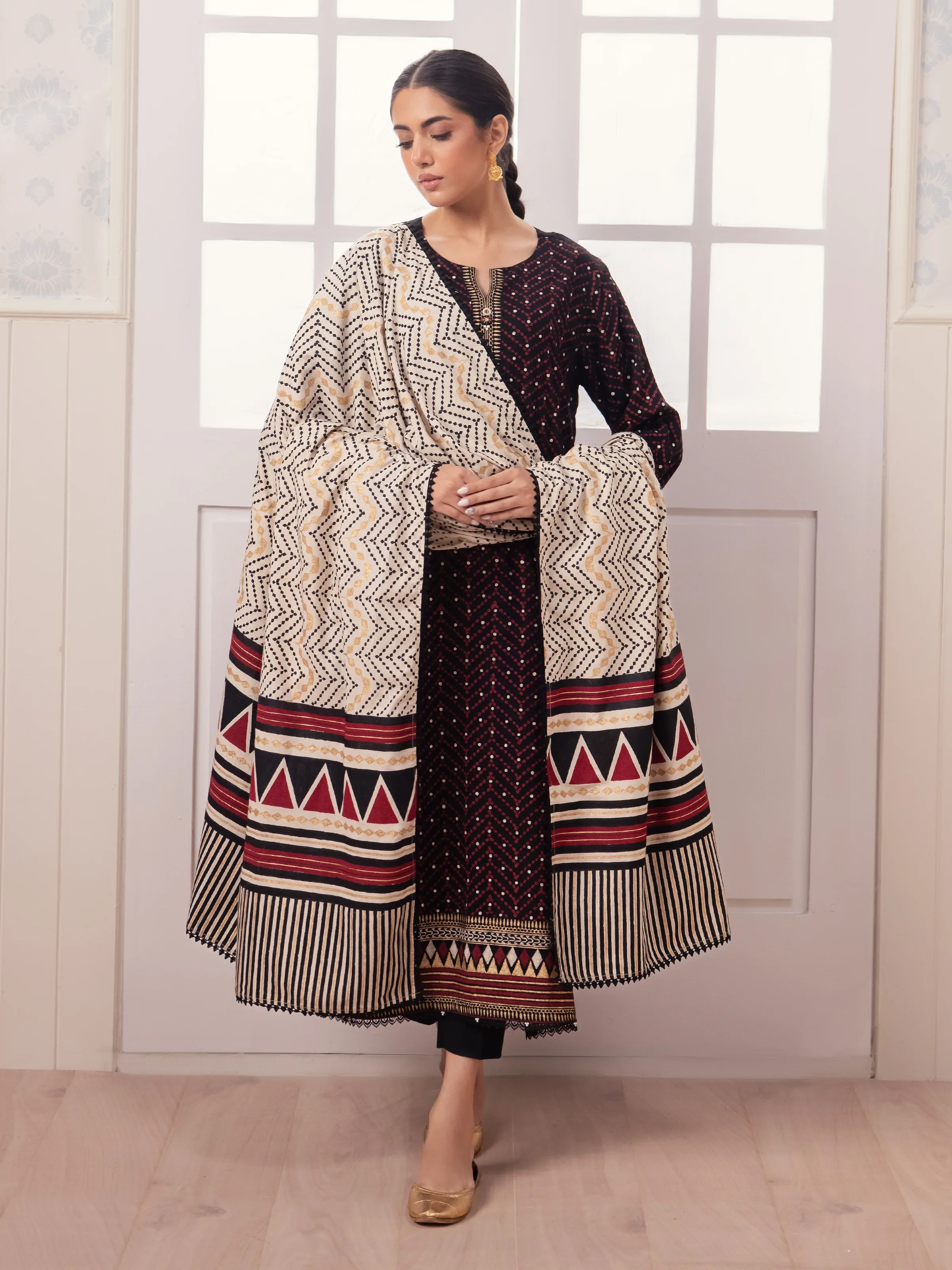 Unstitched Block Print Cambric Suit - EWU24M1-055 - Image 2