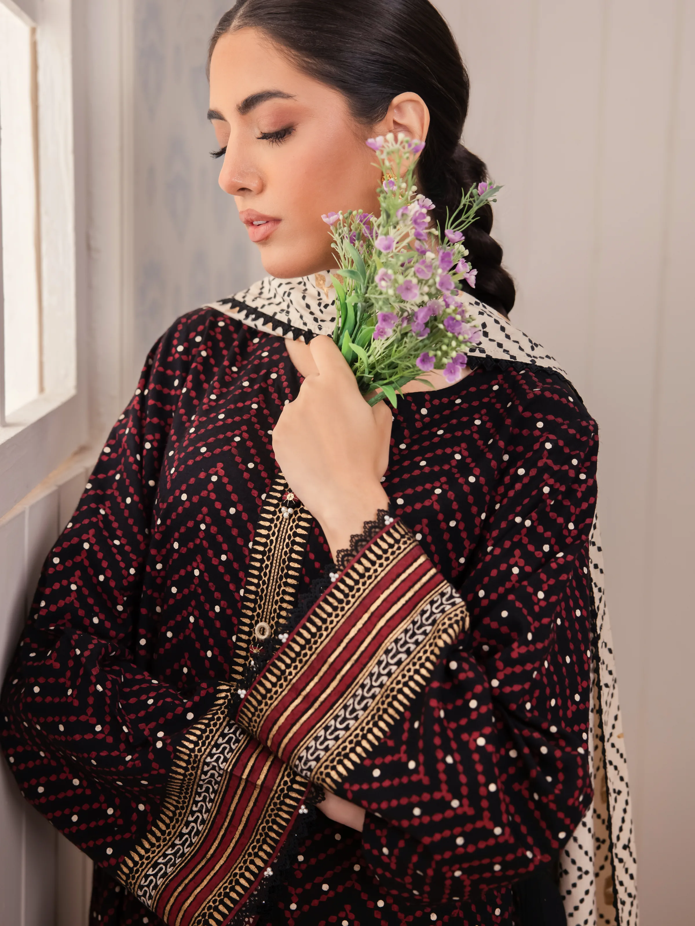 Unstitched Block Print Cambric Suit - EWU24M1-055 - Image 3