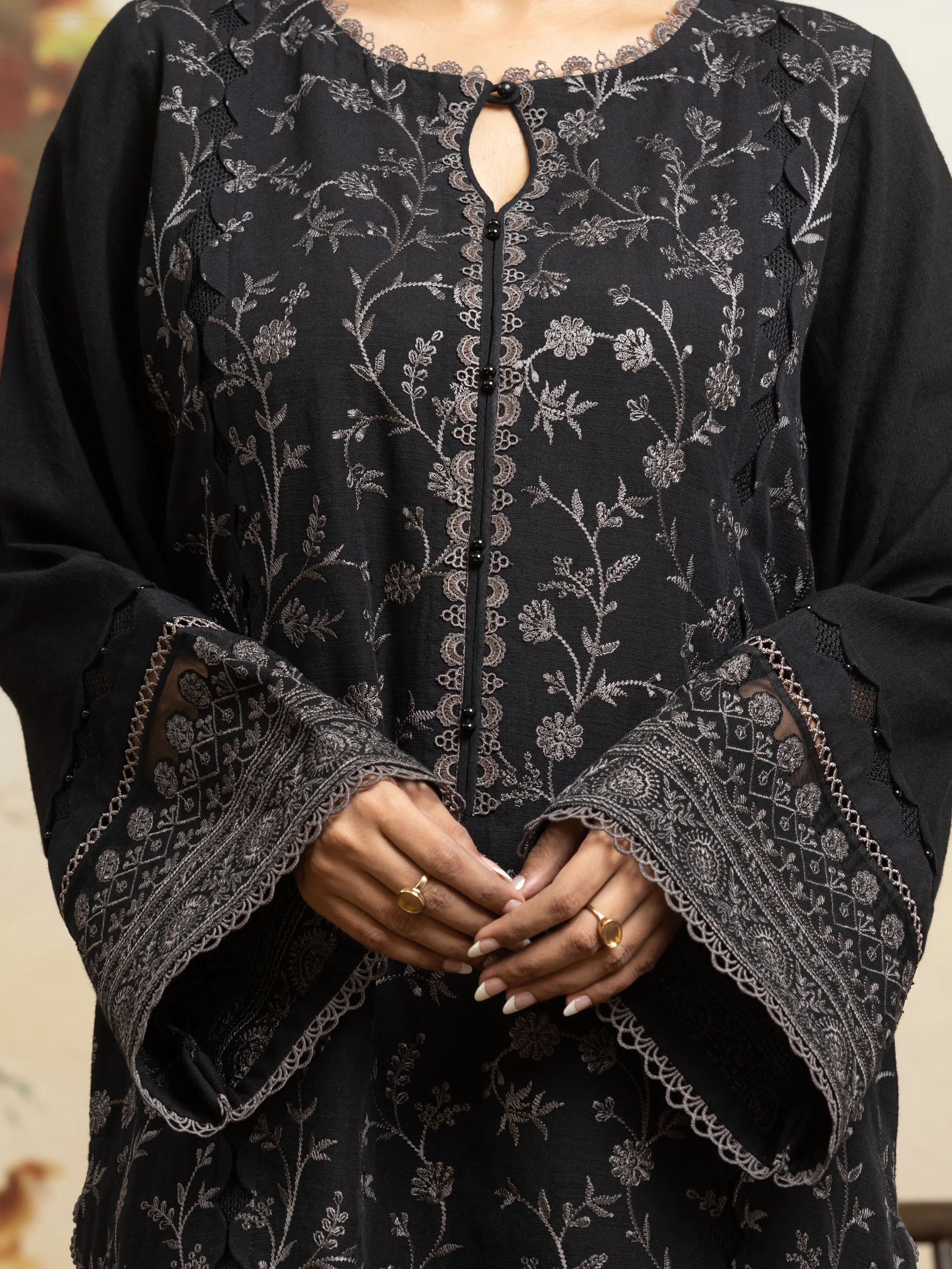 Unstitched Embroidered Khaddar Shirt Trouser - EWU24V11-30303ST - Image 4