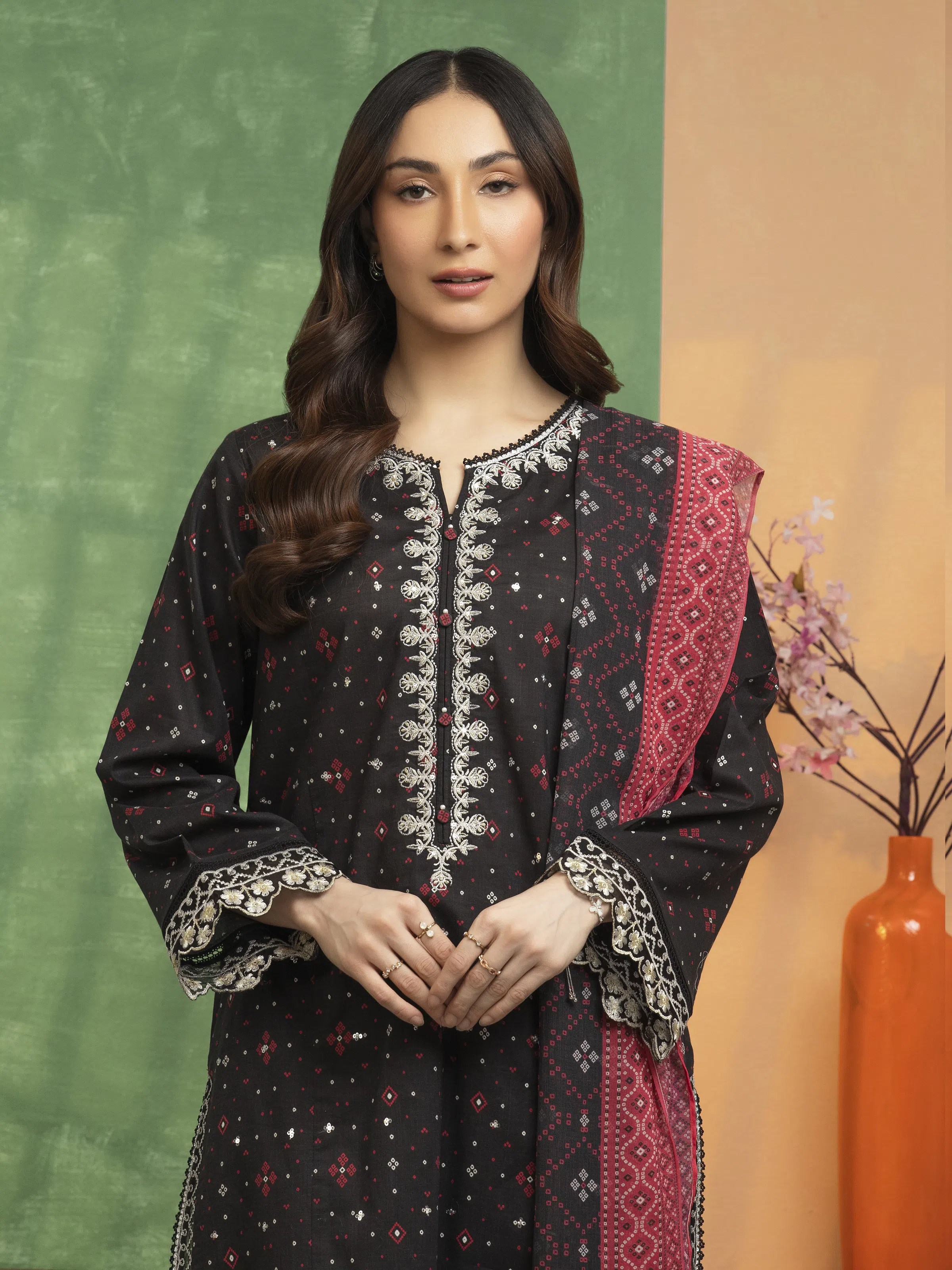 Unstitched Embroidered Lawn Suit - EWU5V1-31416-3P - Image 2