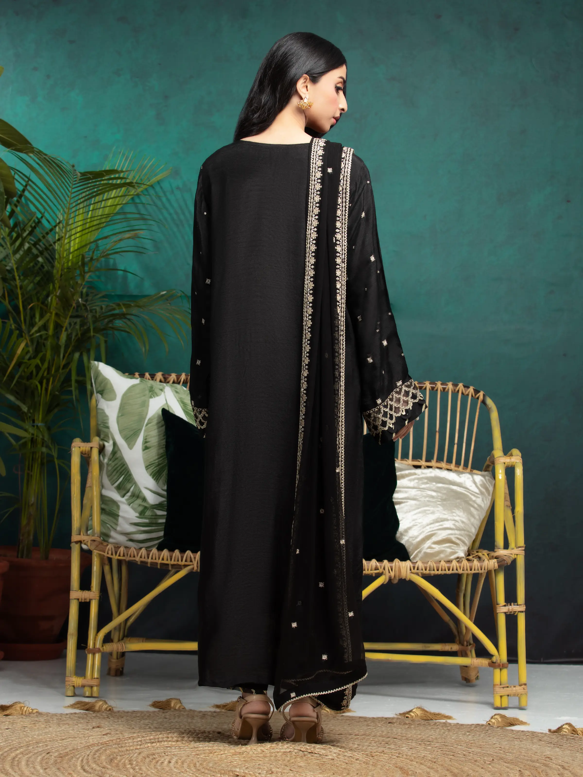 Unstitched Embroidered Raw Silk Suit - EWU24V16-30285-3P - Image 2