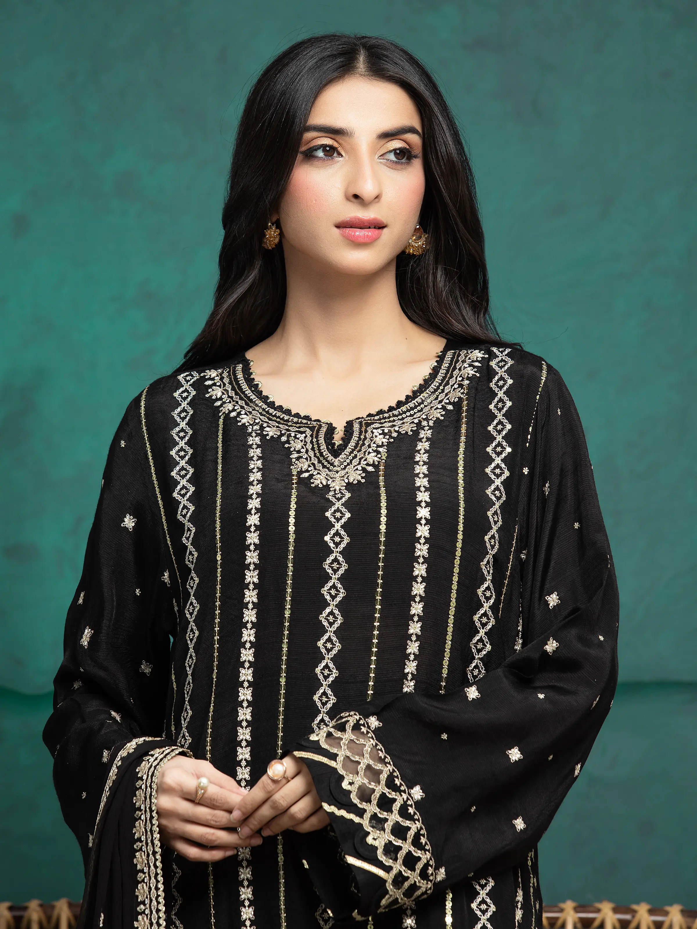 Unstitched Embroidered Raw Silk Suit - EWU24V16-30285-3P - Image 3