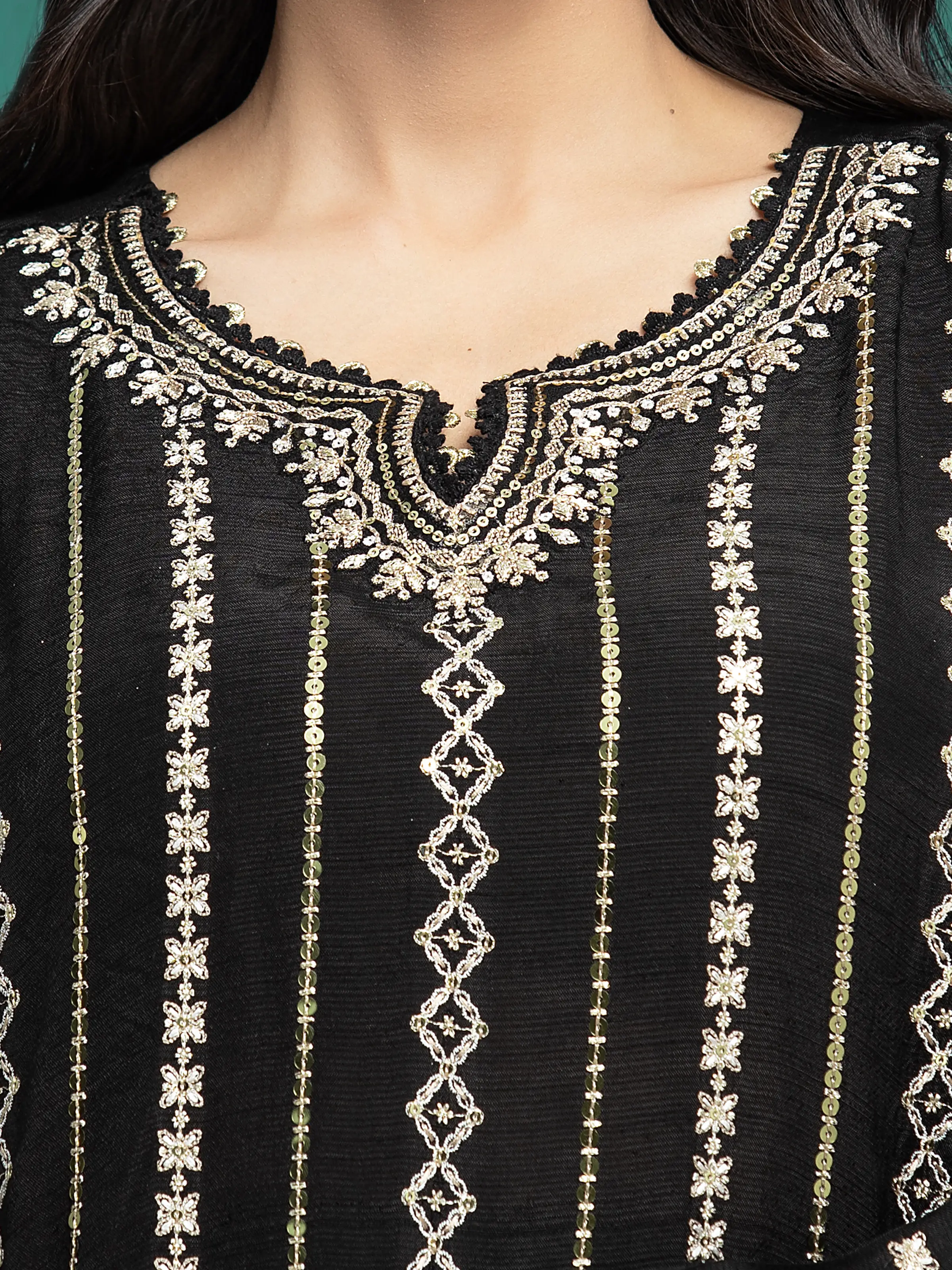 Unstitched Embroidered Raw Silk Suit - EWU24V16-30285-3P - Image 4